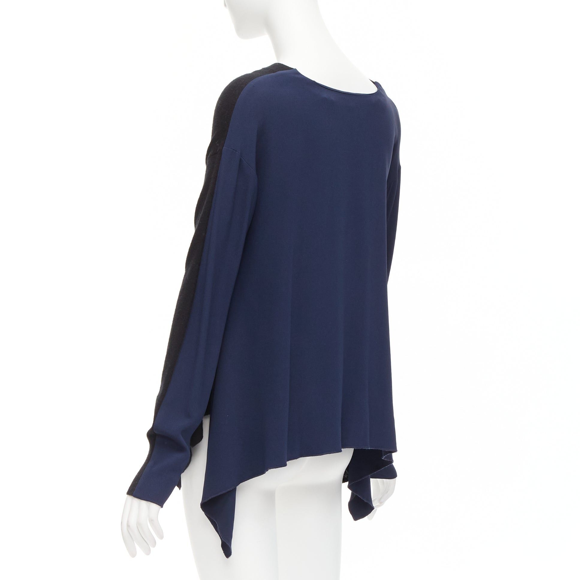Stella McCartney STELLA MCCARTNEY 2014 black navy virgin wool handkerchief sweater top IT42 M Size M / US 6-8 / IT 42-44 - 6 Thumbnail