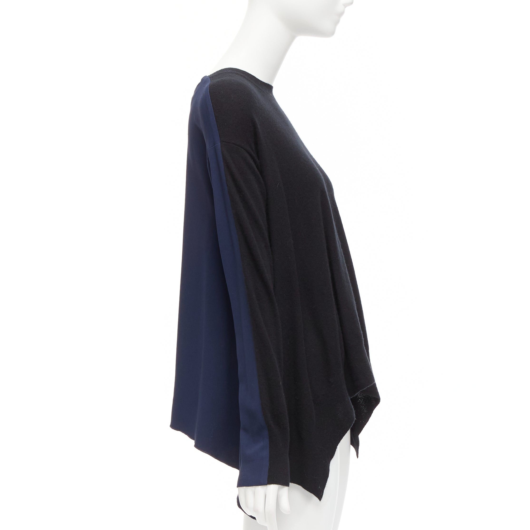 Stella McCartney STELLA MCCARTNEY 2014 black navy virgin wool handkerchief sweater top IT42 M Size M / US 6-8 / IT 42-44 - 4 Thumbnail
