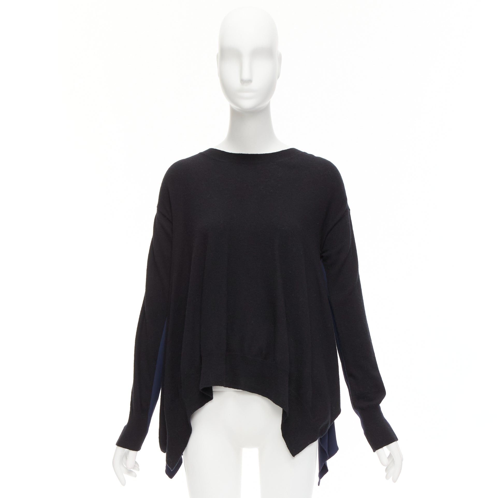 Stella McCartney STELLA MCCARTNEY 2014 black navy virgin wool handkerchief sweater top IT42 M Size M / US 6-8 / IT 42-44 - 9 Thumbnail