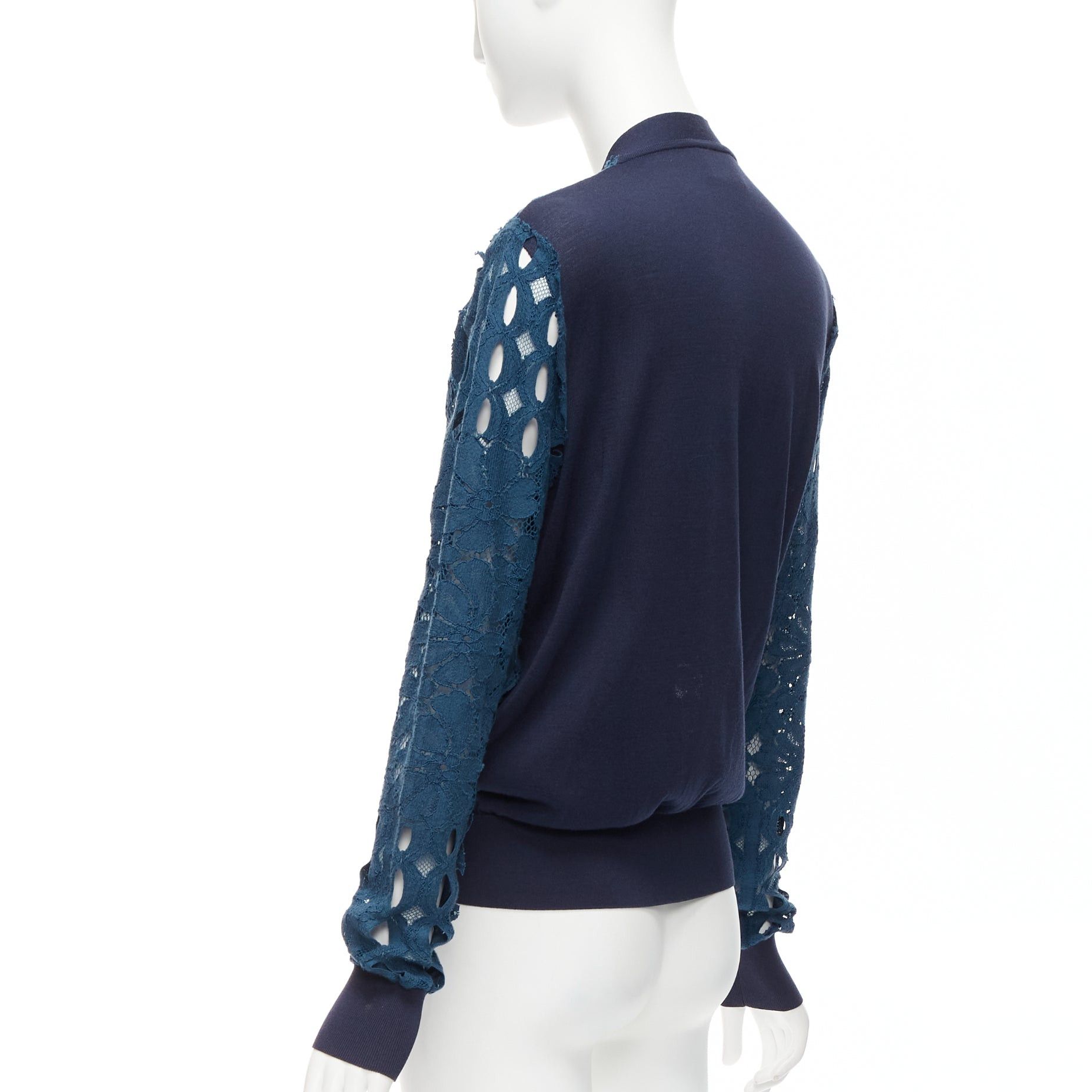 Lanvin LANVIN 2015 blue silk cotton floral lace sheer long sleeve V neck cardigan S Size S / US 4 / IT 40 - 7 Thumbnail