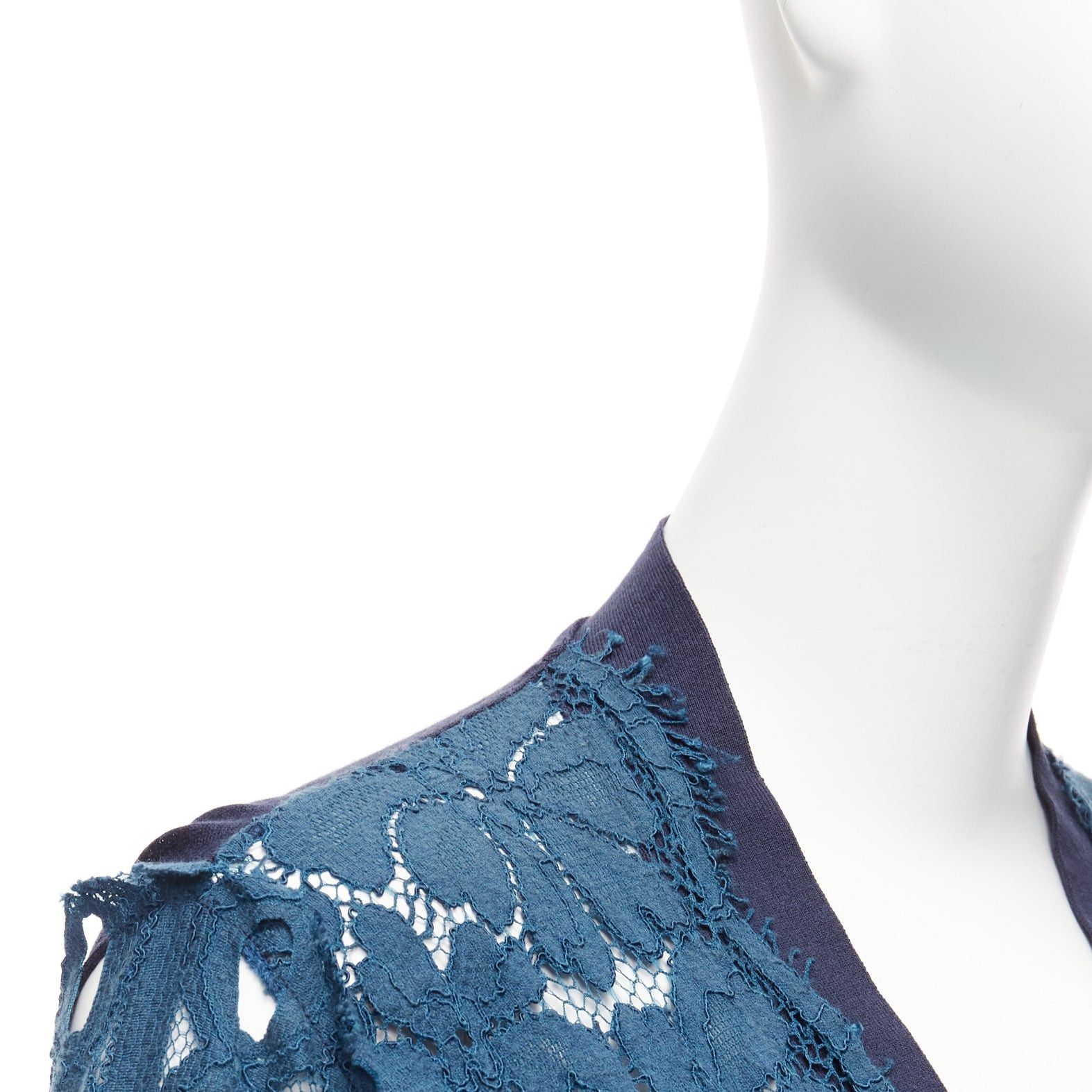 Lanvin LANVIN 2015 blue silk cotton floral lace sheer long sleeve V neck cardigan S Size S / US 4 / IT 40 - 8 Thumbnail