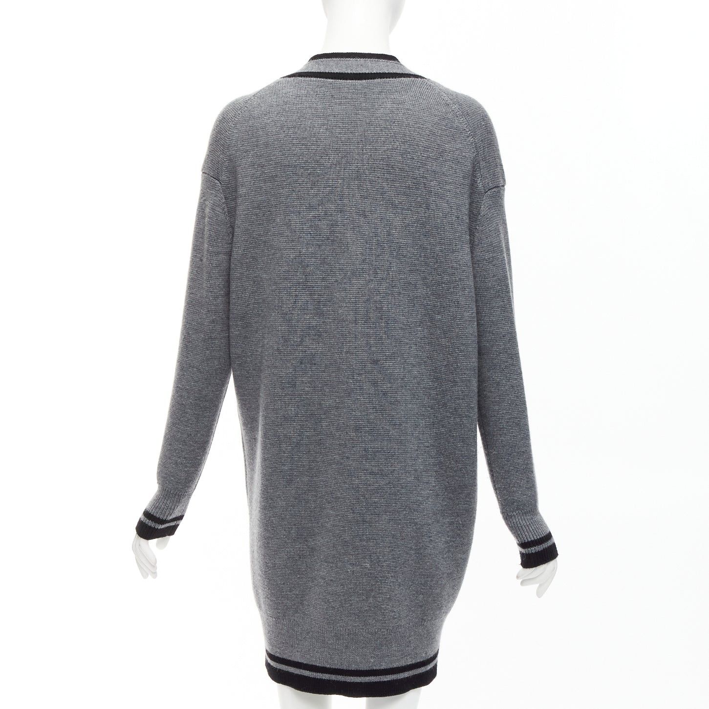 Victoria Beckham VVB VICTORIA BECKHAM 2017 Runway grey wool logo oversized cardigan UK2 XXS Size S / US 4 / IT 40 - 6 Thumbnail