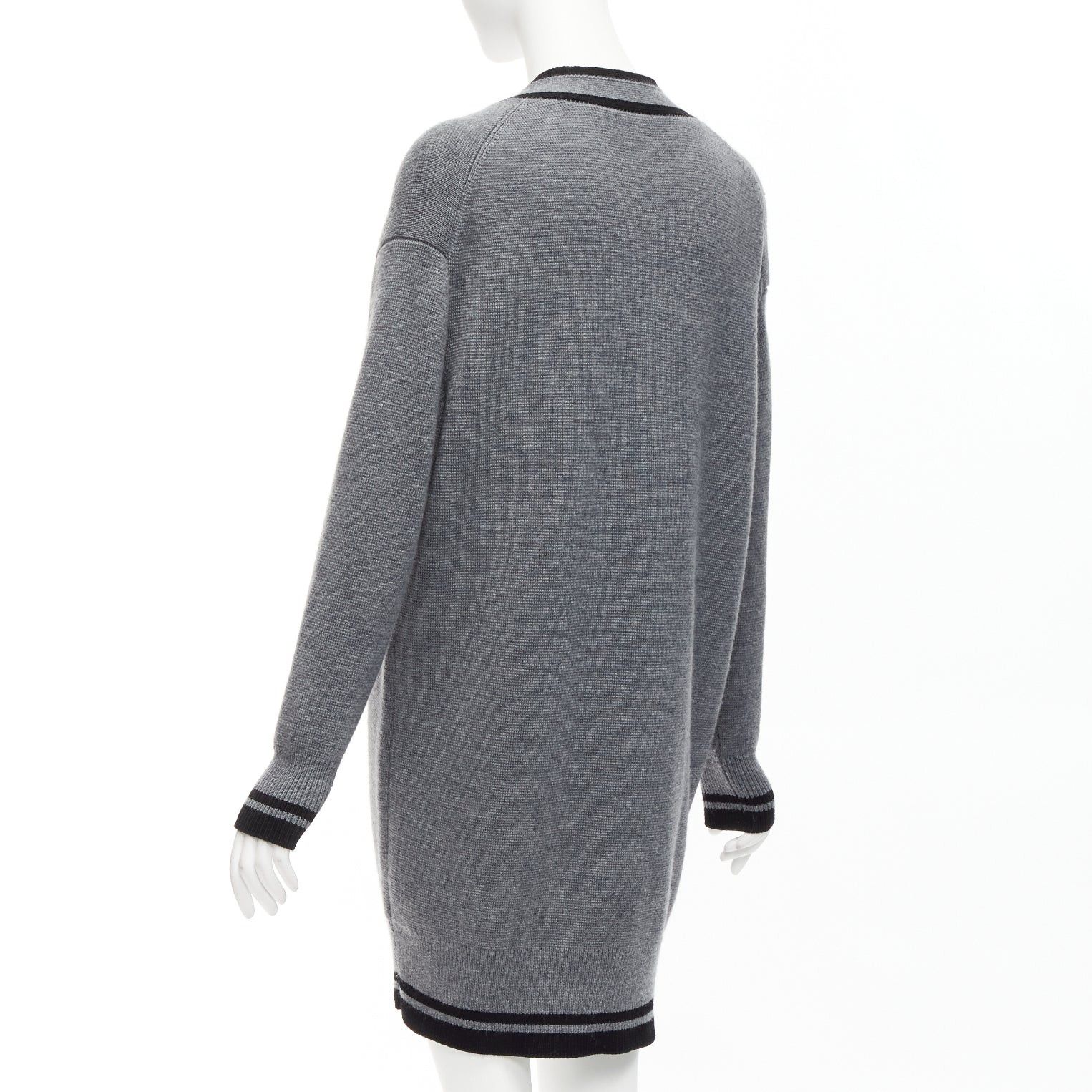 Victoria Beckham VVB VICTORIA BECKHAM 2017 Runway grey wool logo oversized cardigan UK2 XXS Size S / US 4 / IT 40 - 7 Thumbnail