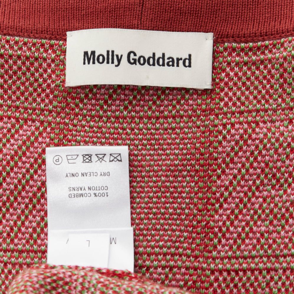 Molly Goddard MOLLY GODDARD Emma green pink combed cotton checked intarsia cardigan L Size M / US 6-8 / IT 42-44 - 8 Thumbnail