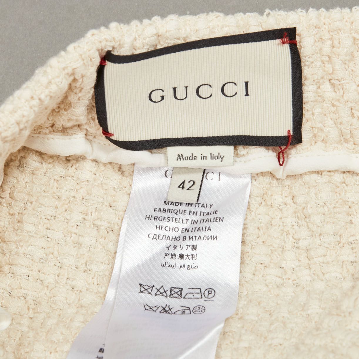 Gucci GUCCI 2016 Modern Future cream cotton boucle webbing trim midi skirt IT42 M Size 28" / US 6 / IT 42 - 8 Thumbnail