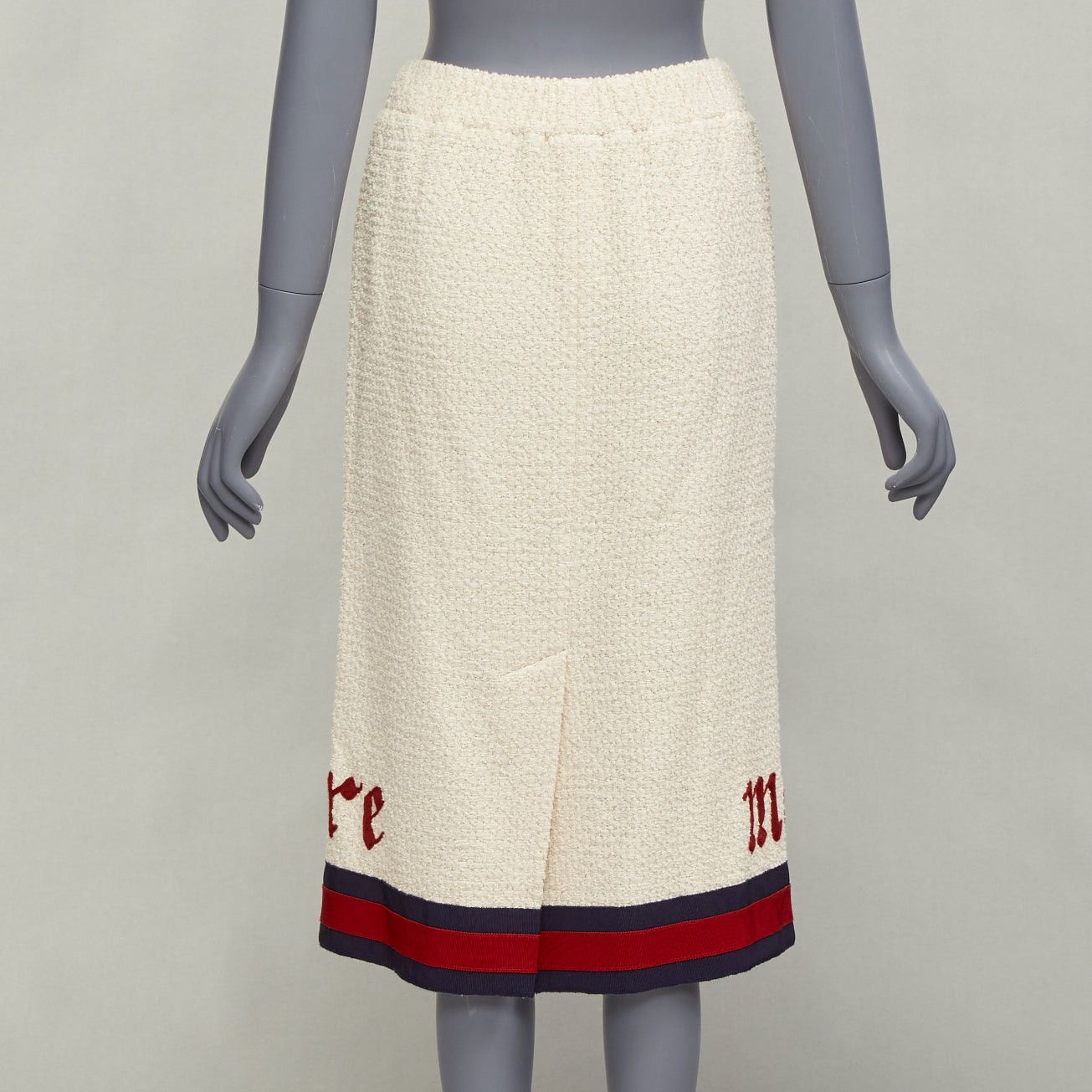 Gucci GUCCI 2016 Modern Future cream cotton boucle webbing trim midi skirt IT42 M Size 28" / US 6 / IT 42 - 5 Thumbnail