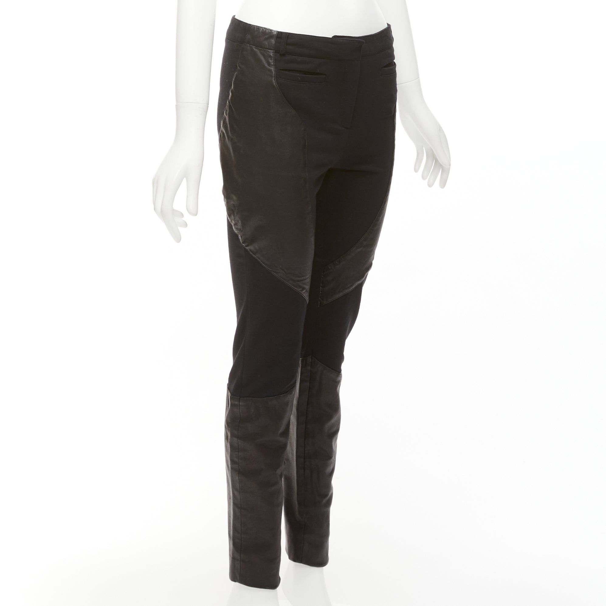 Givenchy GIVENCHY black lambskin leather panel patchwork riding pants FR40 L Size 30" / US 8 / IT 44 - 3 Thumbnail