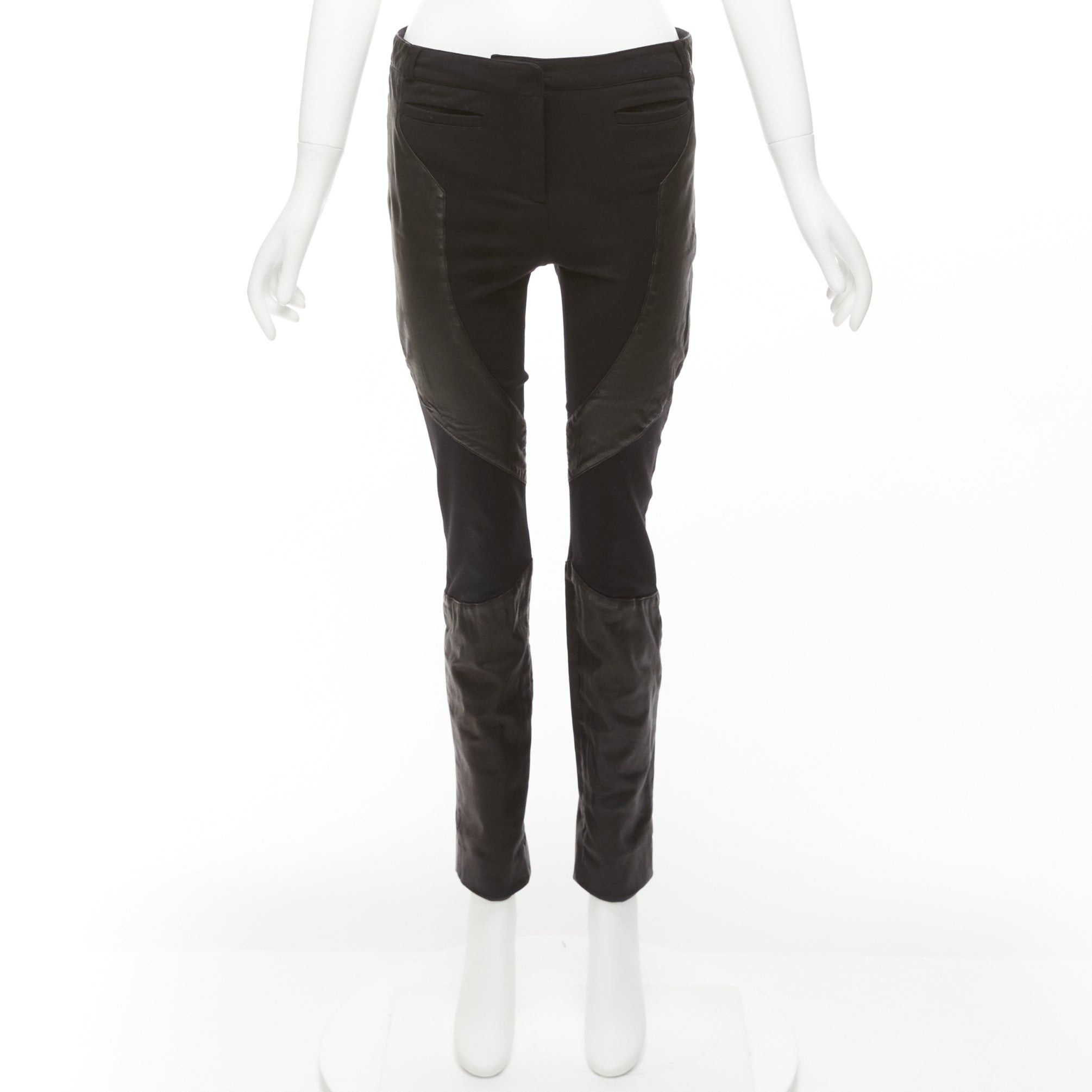 Givenchy GIVENCHY black lambskin leather panel patchwork riding pants FR40 L Size 30" / US 8 / IT 44 - 9 Thumbnail