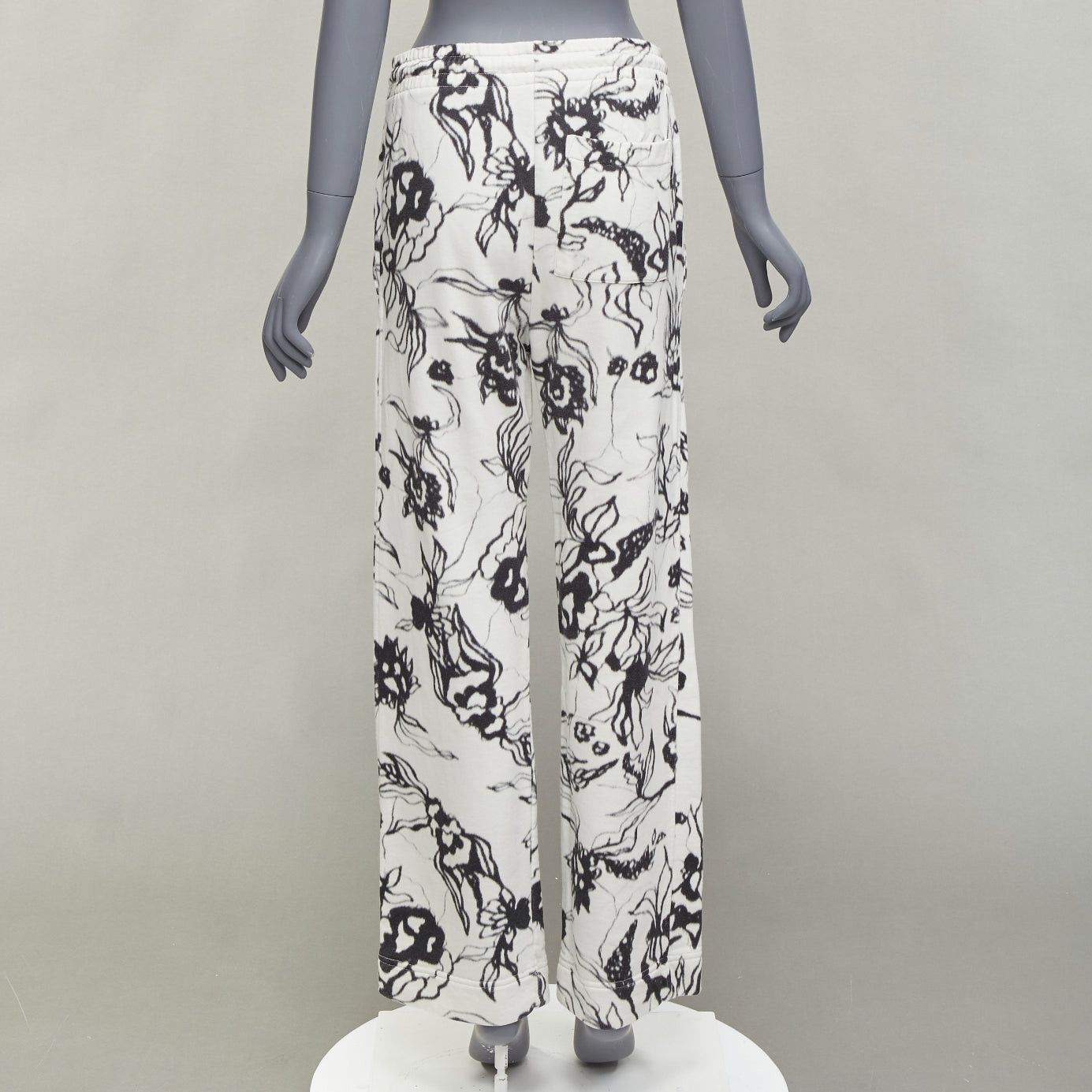 Dries Van Noten DRIES VAN NOTEN black white cotton blurry abstract floral print sweatpants S Size 27" / US 4 / IT 40 - 5 Thumbnail