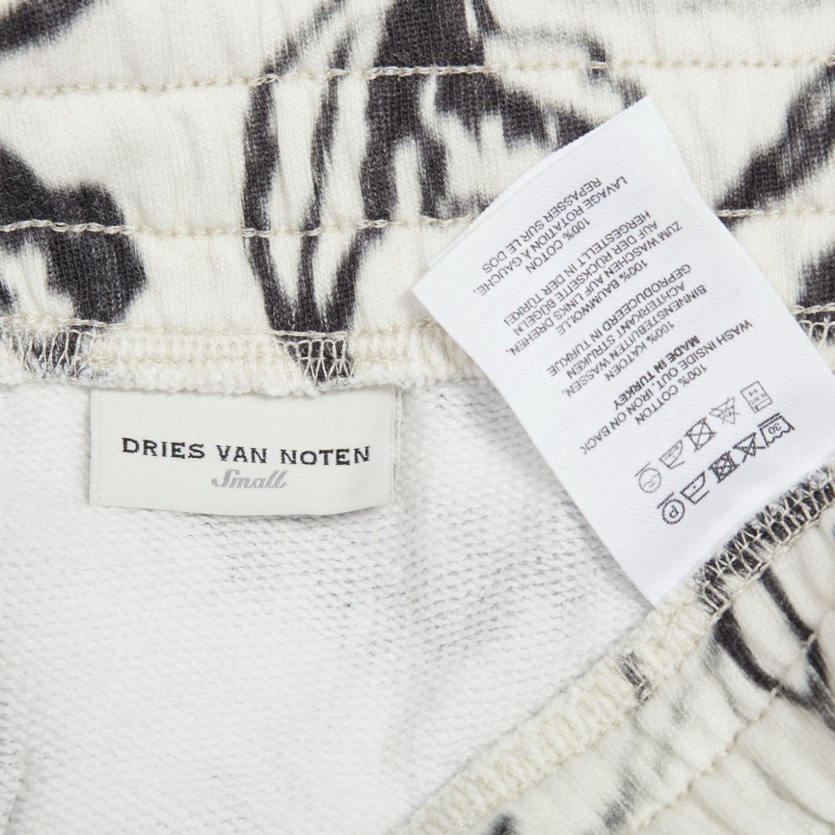 Dries Van Noten DRIES VAN NOTEN black white cotton blurry abstract floral print sweatpants S Size 27" / US 4 / IT 40 - 8 Thumbnail