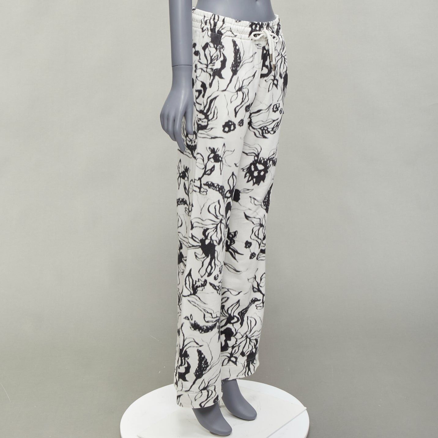 Dries Van Noten DRIES VAN NOTEN black white cotton blurry abstract floral print sweatpants S Size 27" / US 4 / IT 40 - 3 Thumbnail
