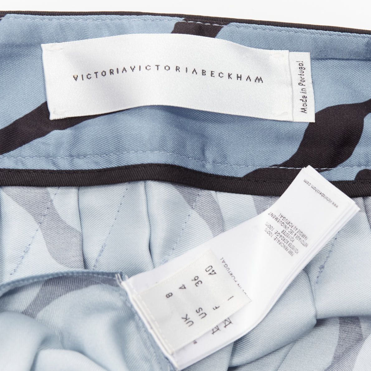 Victoria Beckham VVB VICTORIA BECKHAM blue black diagonal print pleated bias hem skirt UK8 S Size 27" / US 4 / IT 40 - 8 Thumbnail