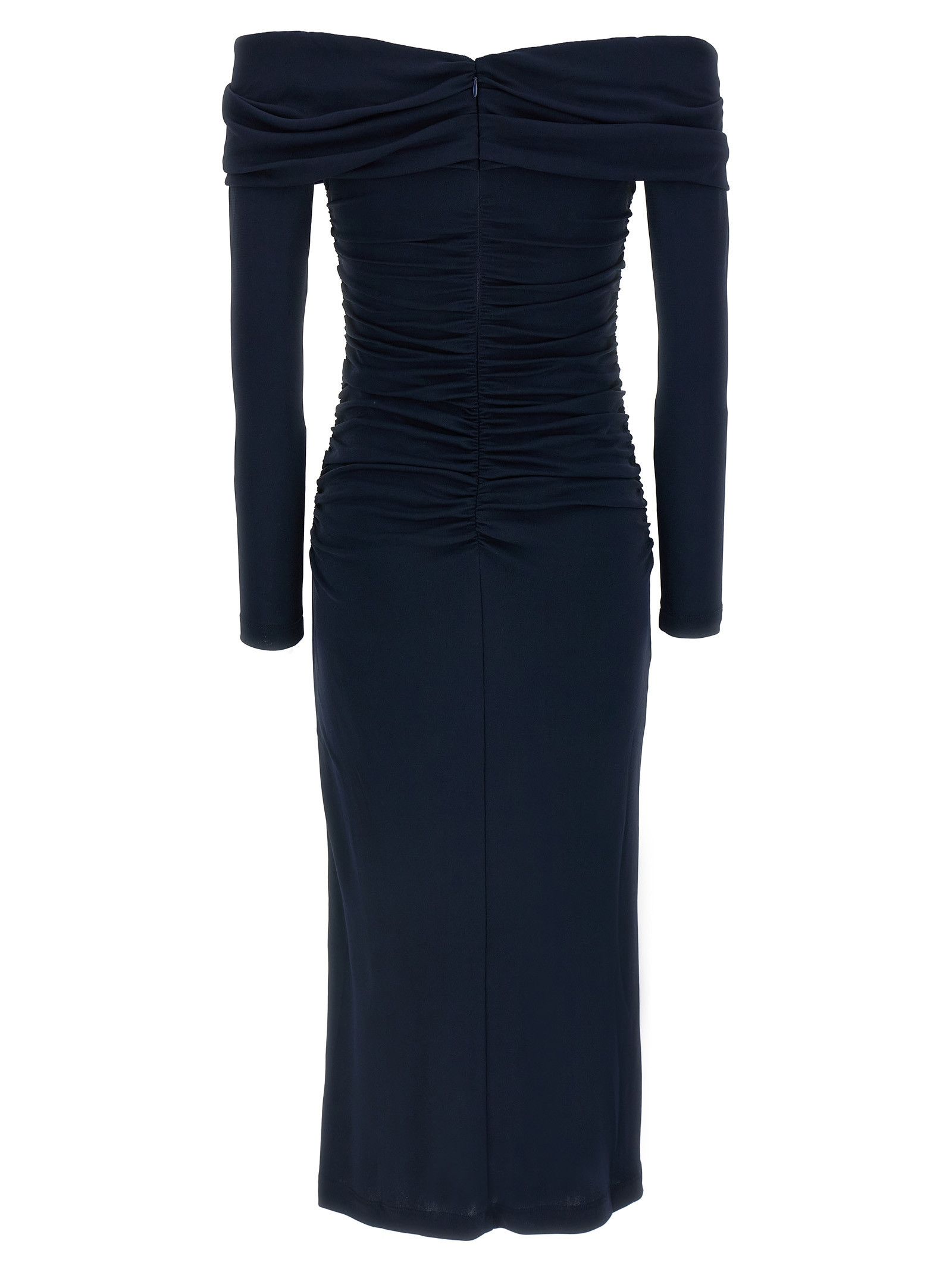 Carolina Herrera 'Off-Shoulder 3/4 SLV Ruched Midi' dress Size S / US 4 / IT 40 - 2 Thumbnail