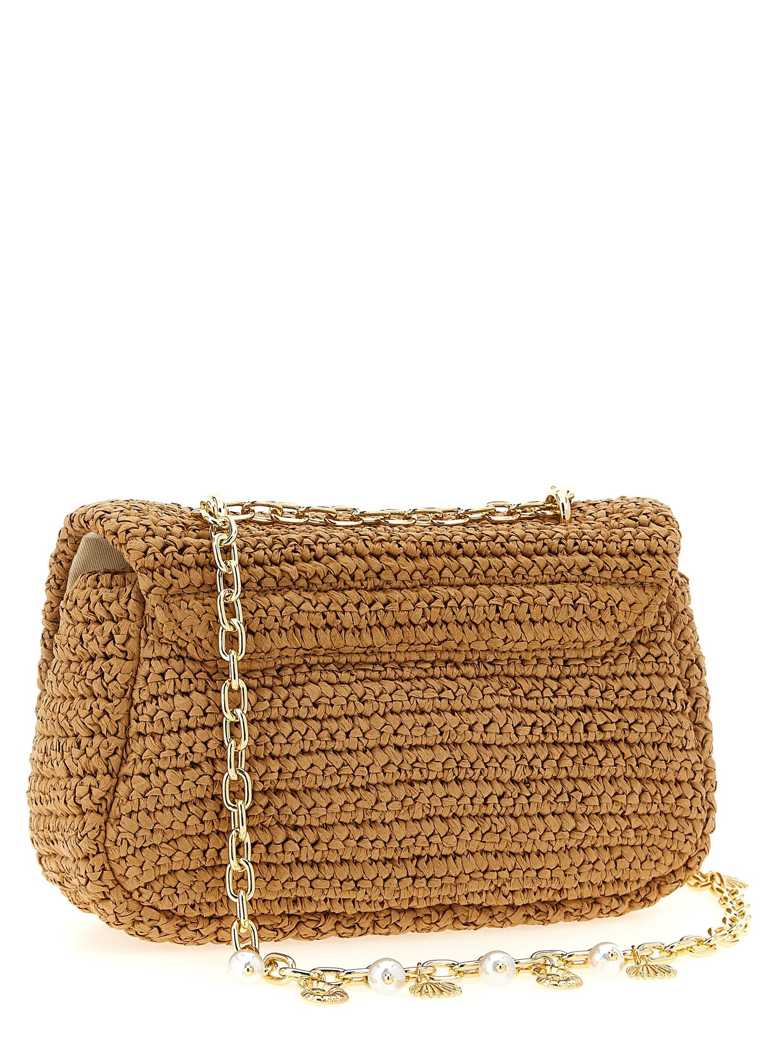'Raffia bow charm' shoulder bag