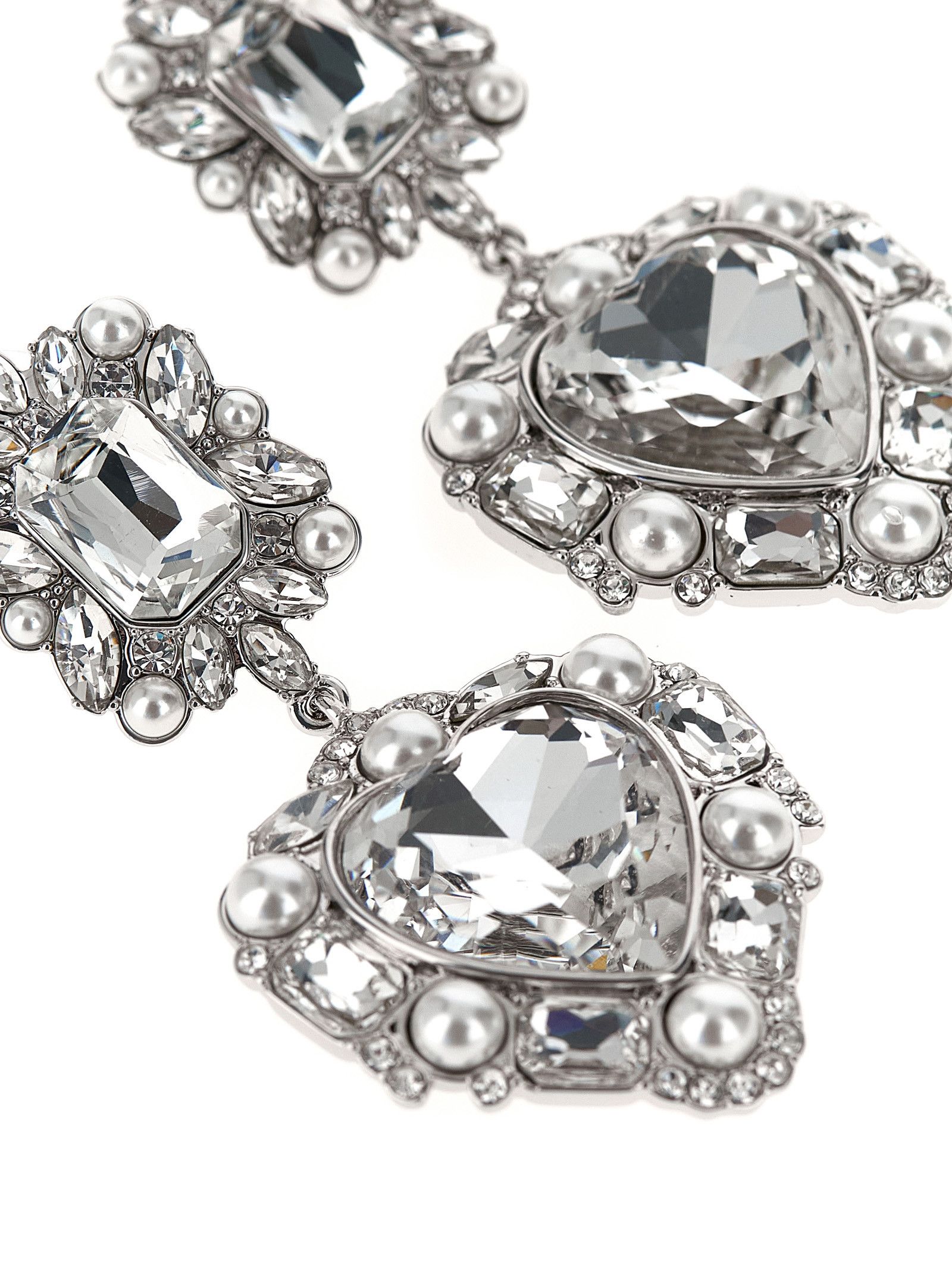 Self-Portrait 'Crystal Pearl Tiered Heart' earrings Size ONE SIZE - 3 Thumbnail