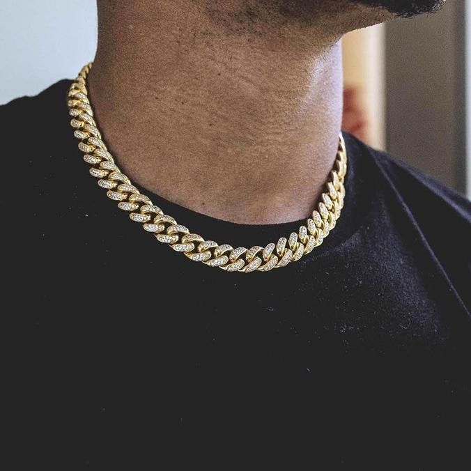 Gold Chain 14k Gold Cuban Diamonds Link Chain Iced Out Necklace | Grailed