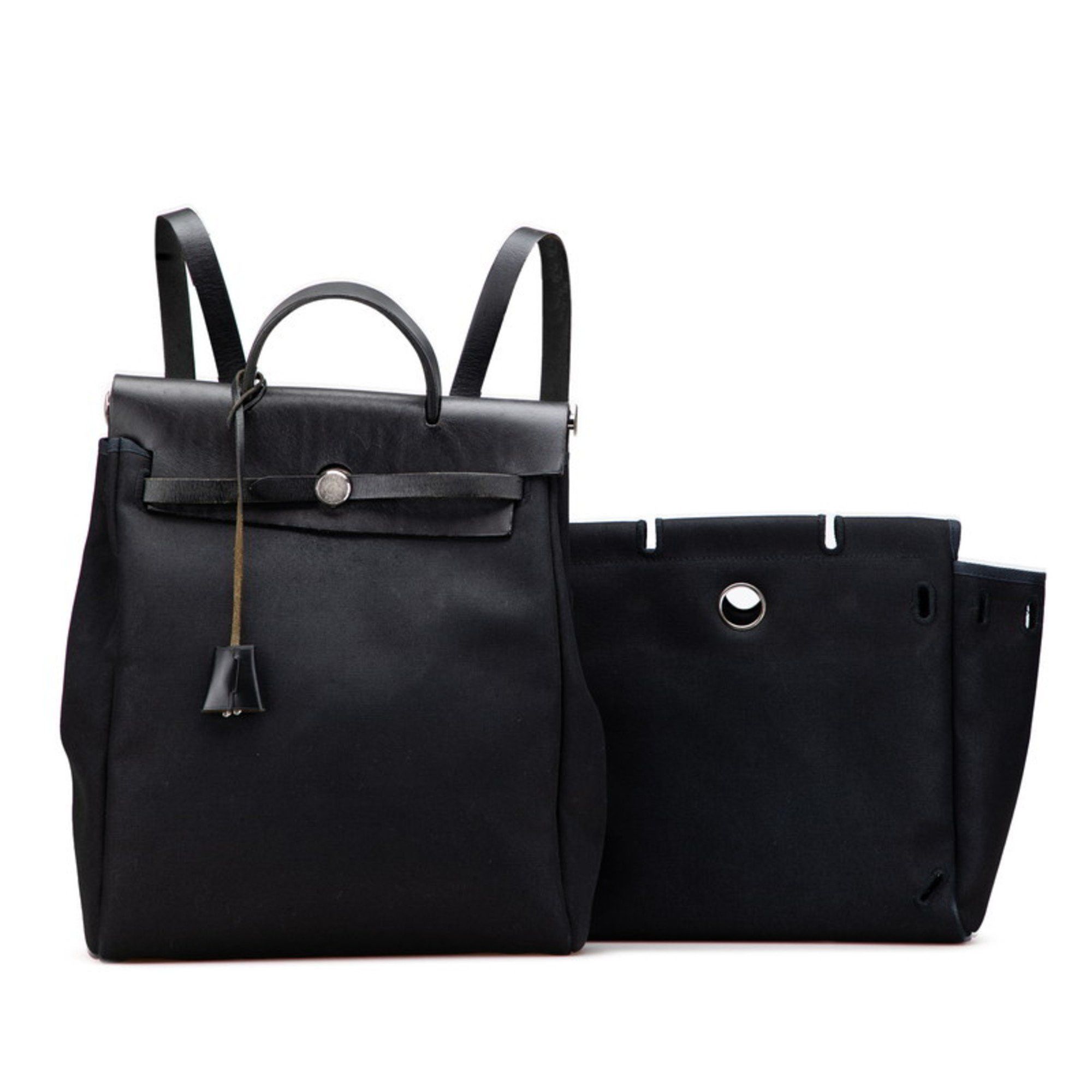 Hermes Hermès Airbag Ad PM Backpack/Handbag, 2-Way, Black Toile Officier Leather, Women's, HERMES Size ONE SIZE - 10 Thumbnail