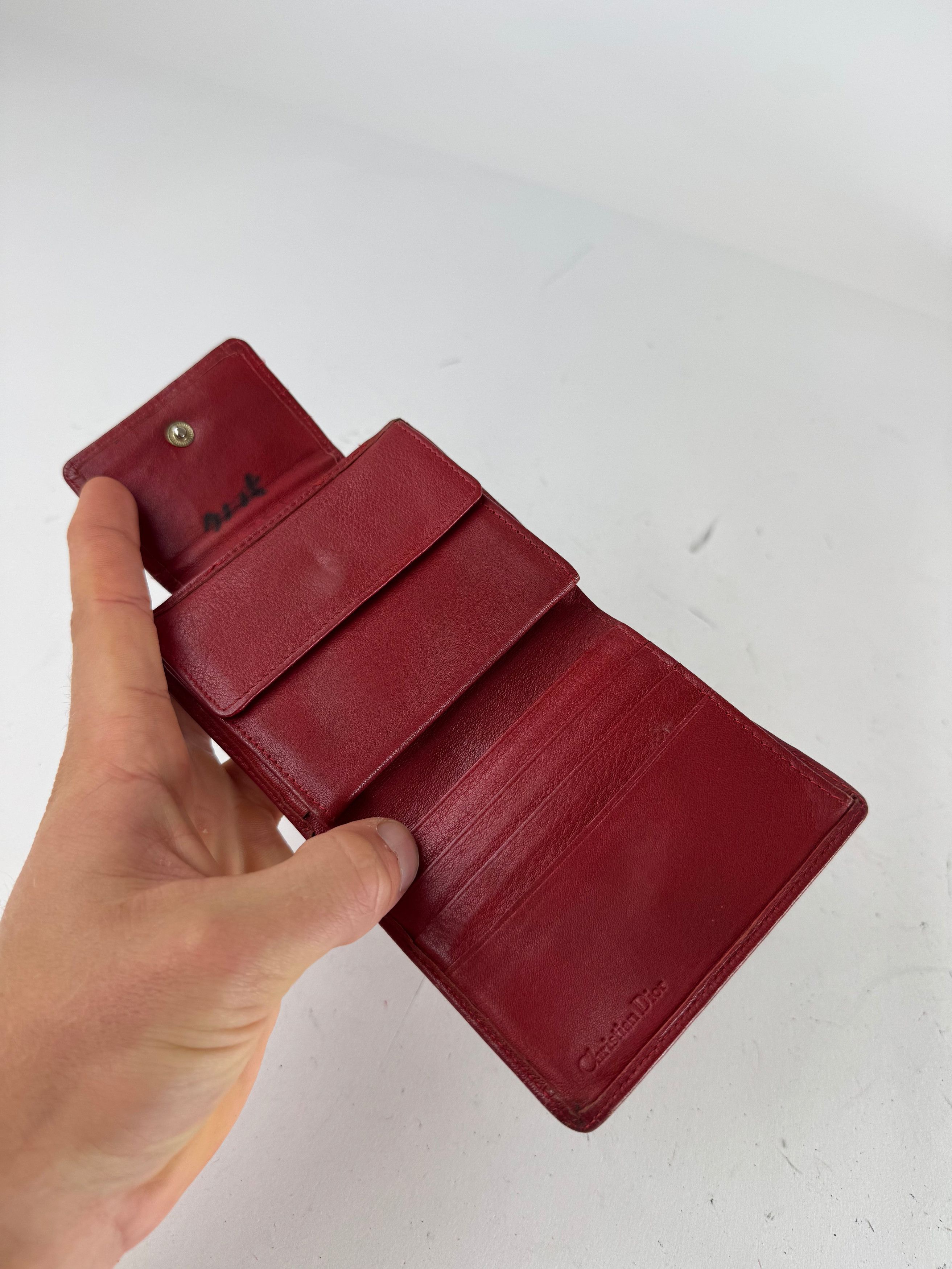 Dior Vintage Leather Wallet Red Size ONE SIZE - 4 Thumbnail