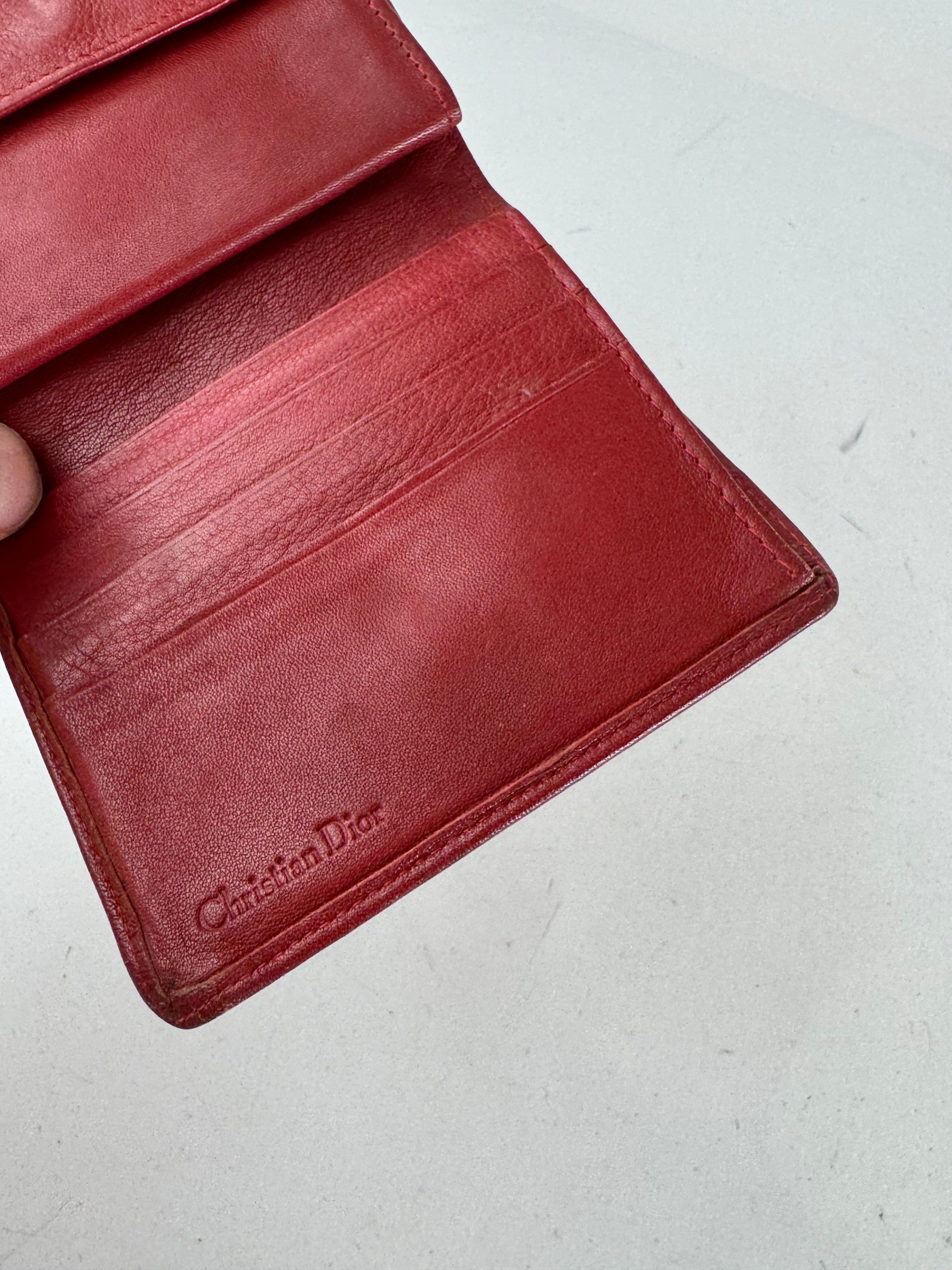 Dior Vintage Leather Wallet Red Size ONE SIZE - 6 Thumbnail
