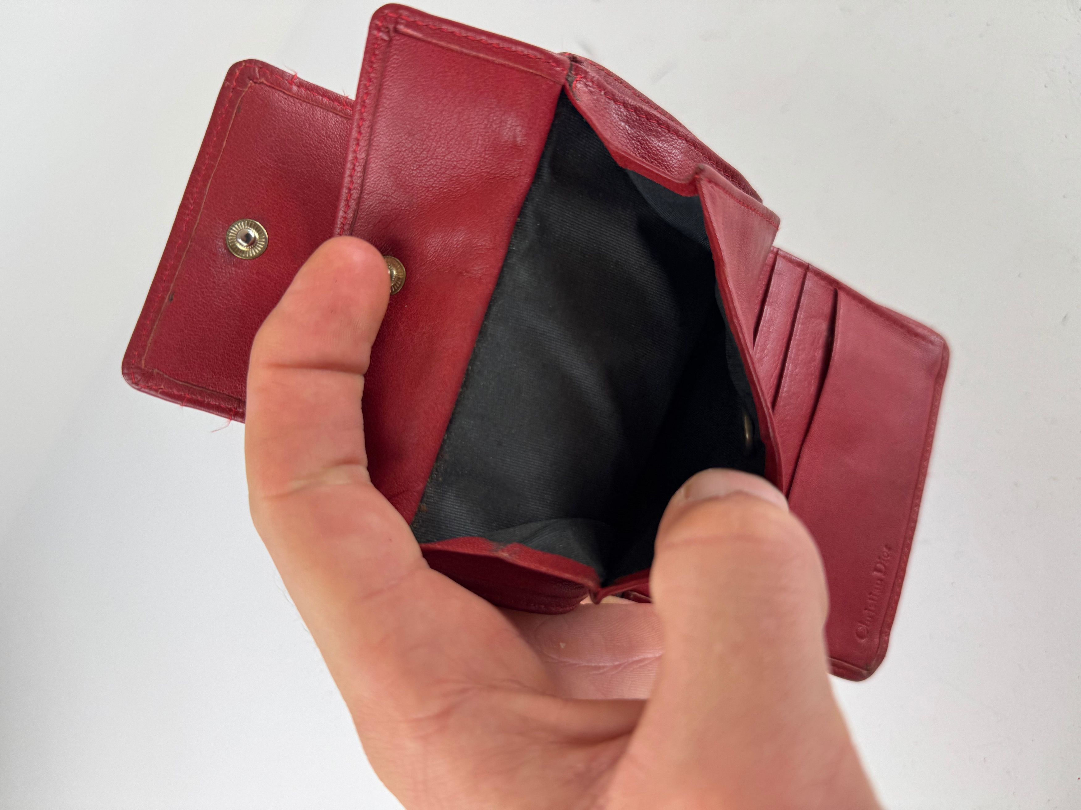 Dior Vintage Leather Wallet Red Size ONE SIZE - 8 Thumbnail