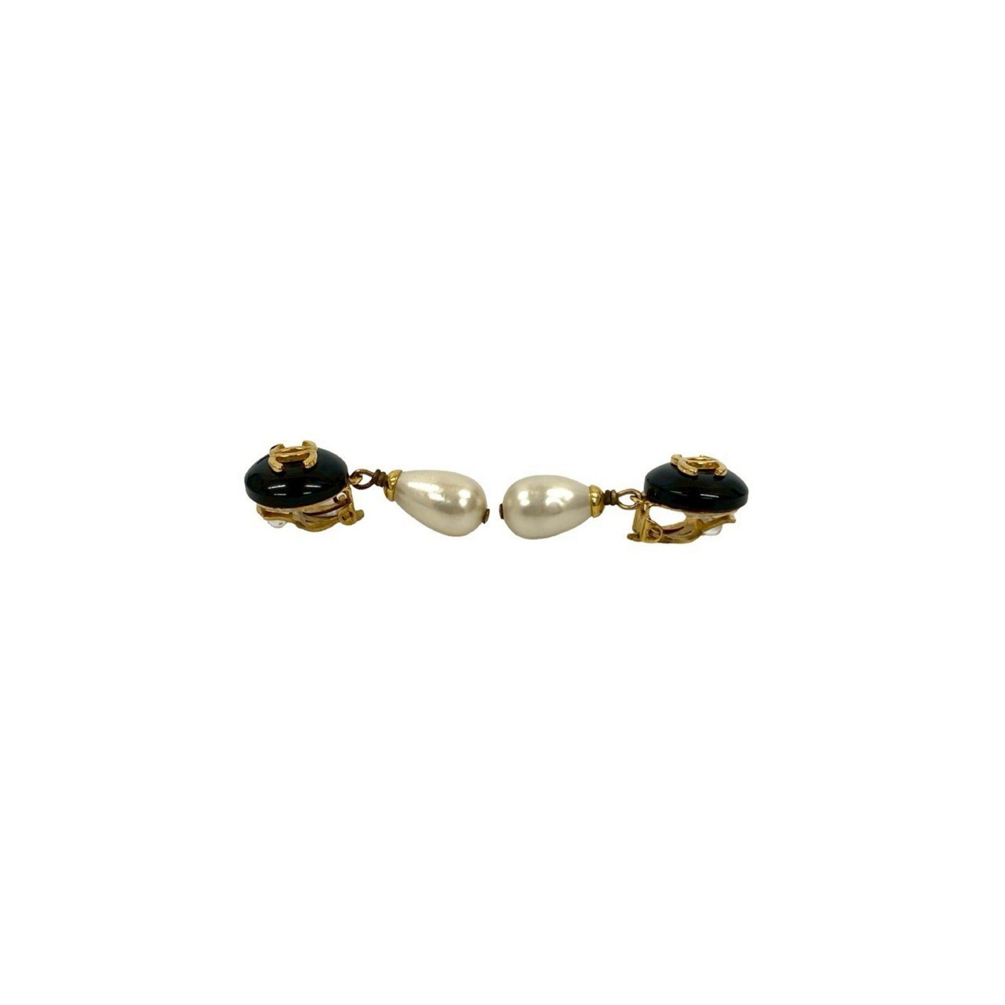 Chanel CHANEL Vintage Coco Mark Motif Faux Pearl Earrings, Gold, 35712 Size ONE SIZE - 3 Thumbnail