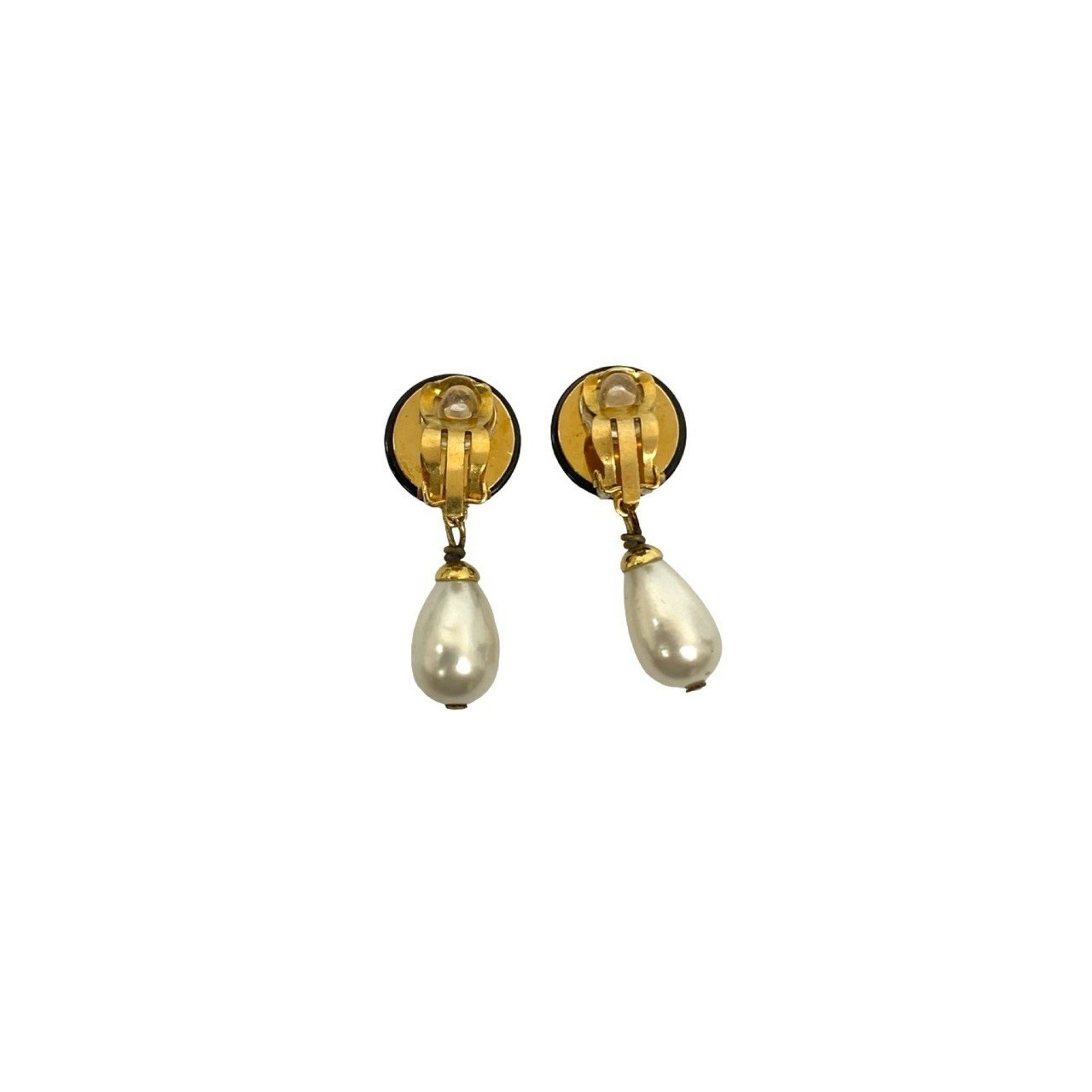 Chanel CHANEL Vintage Coco Mark Motif Faux Pearl Earrings, Gold, 35712 Size ONE SIZE - 5 Thumbnail