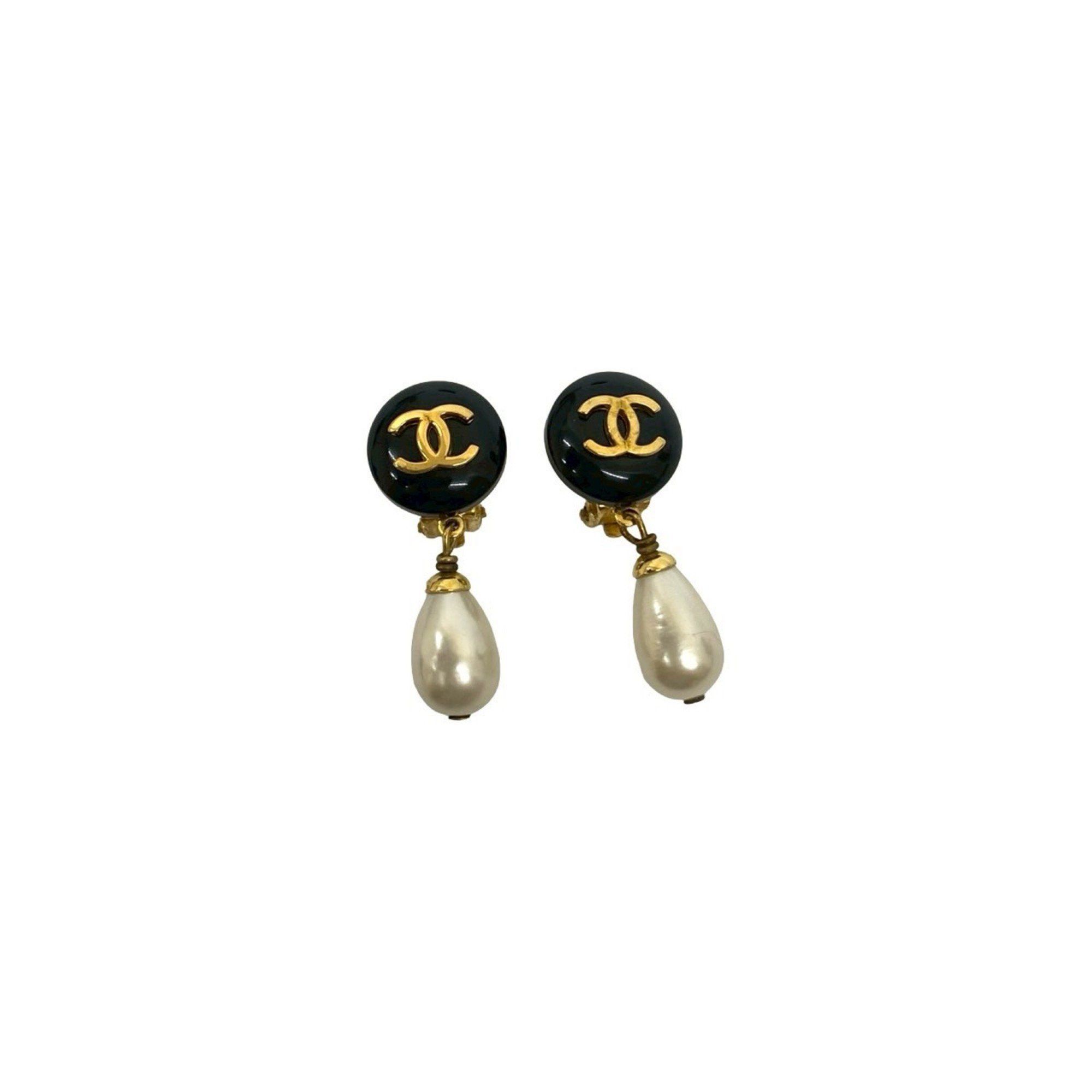 Chanel CHANEL Vintage Coco Mark Motif Faux Pearl Earrings, Gold, 35712 Size ONE SIZE - 4 Thumbnail