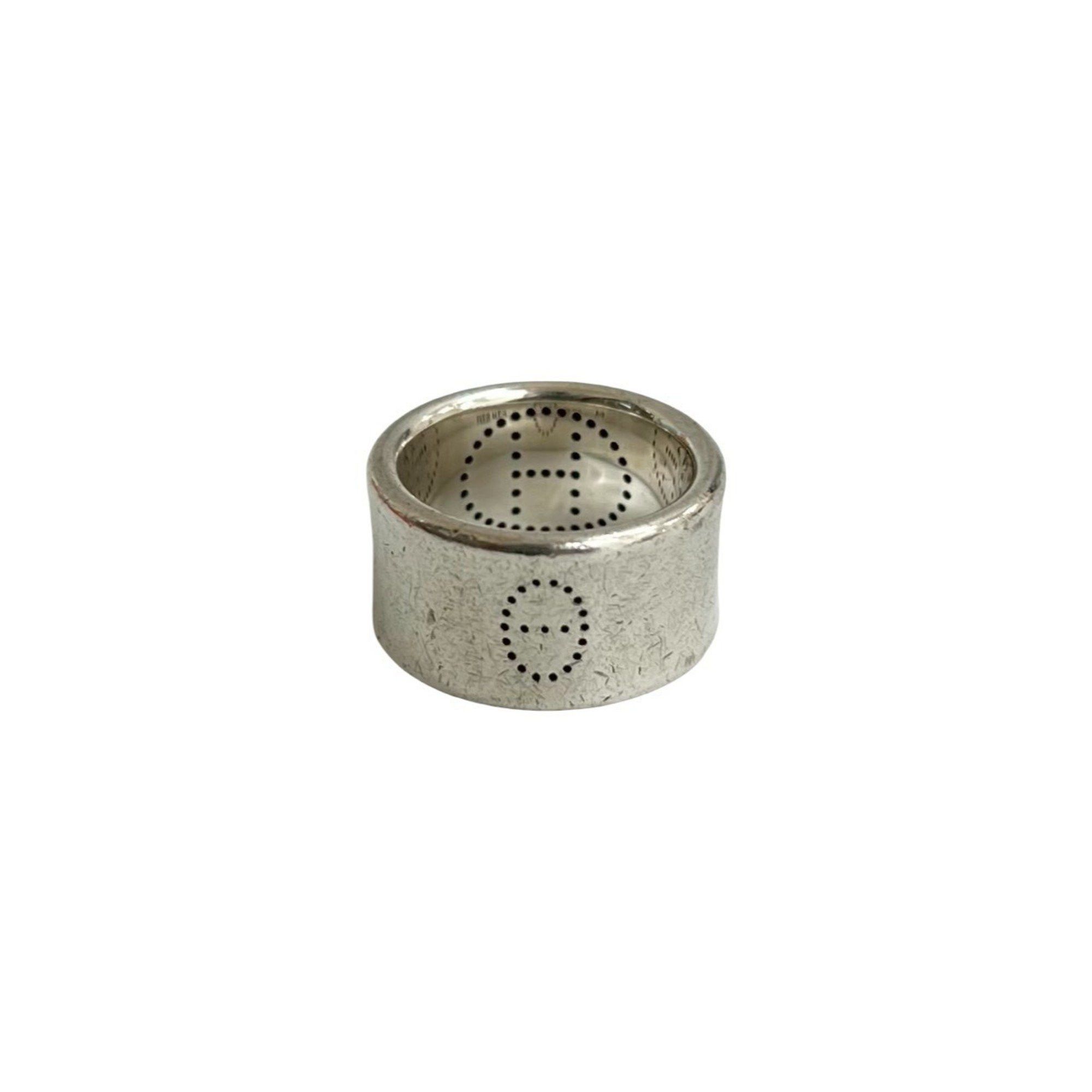 Hermes HERMES Ribbon Logo Punching Silver 925 Ring, Size 9, Women's, 09964 Size ONE SIZE - 6 Thumbnail