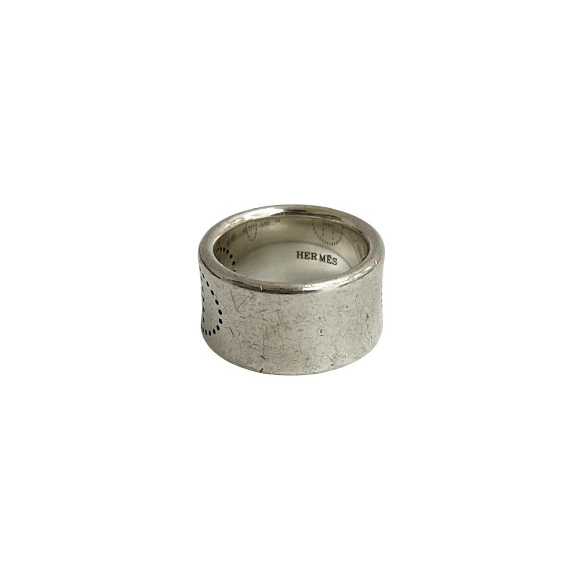 Hermes HERMES Ribbon Logo Punching Silver 925 Ring, Size 9, Women's, 09964 Size ONE SIZE - 5 Thumbnail