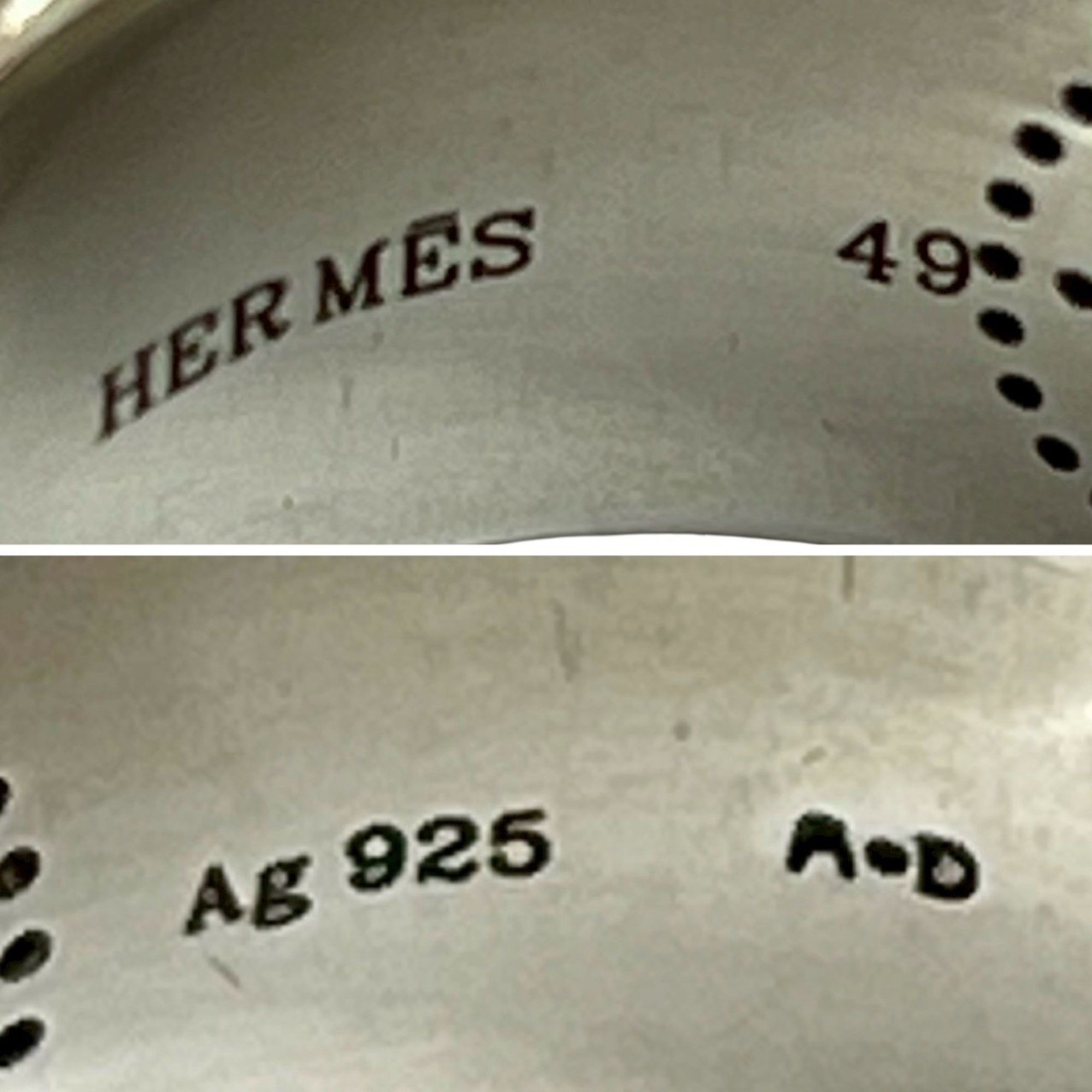 Hermes HERMES Ribbon Logo Punching Silver 925 Ring, Size 9, Women's, 09964 Size ONE SIZE - 2 Thumbnail