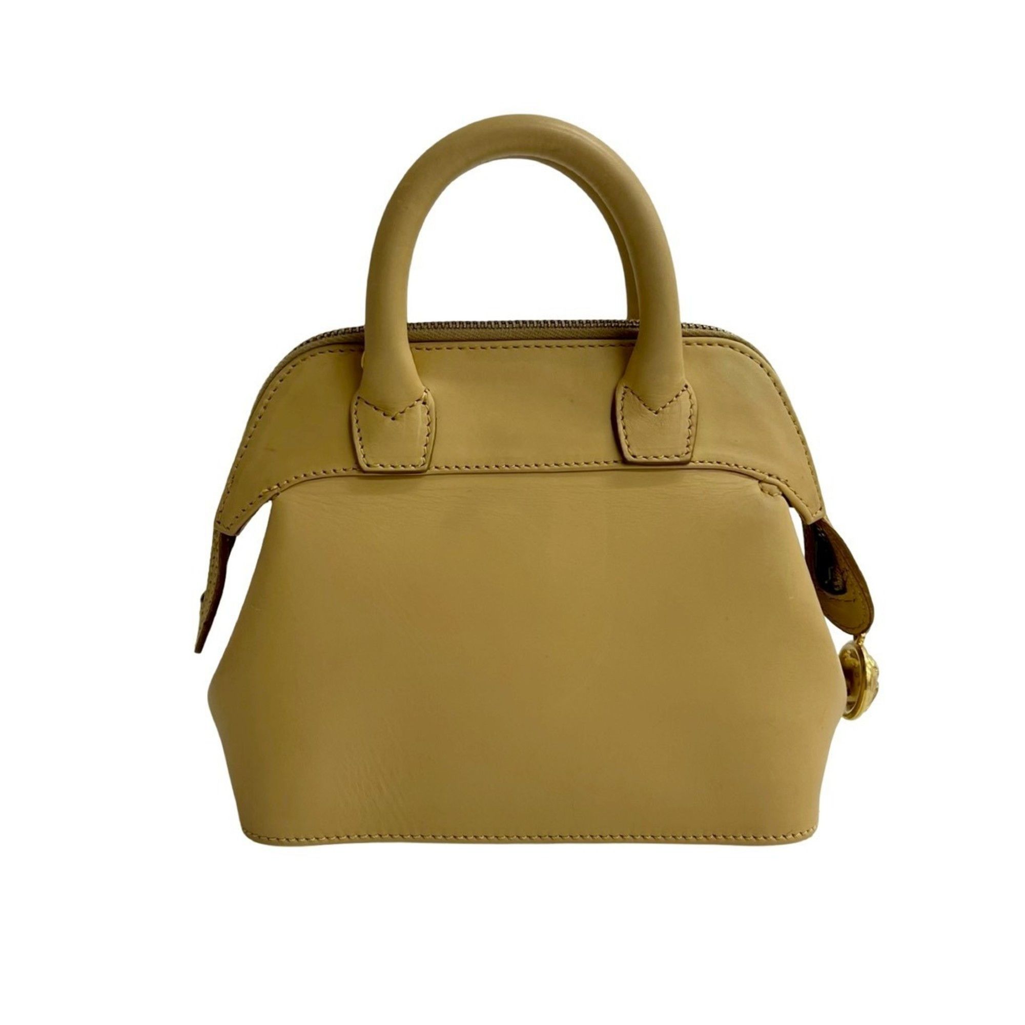 Salvatore Ferragamo heel motif hardware leather 2-way handbag/shoulder bag beige 2035a