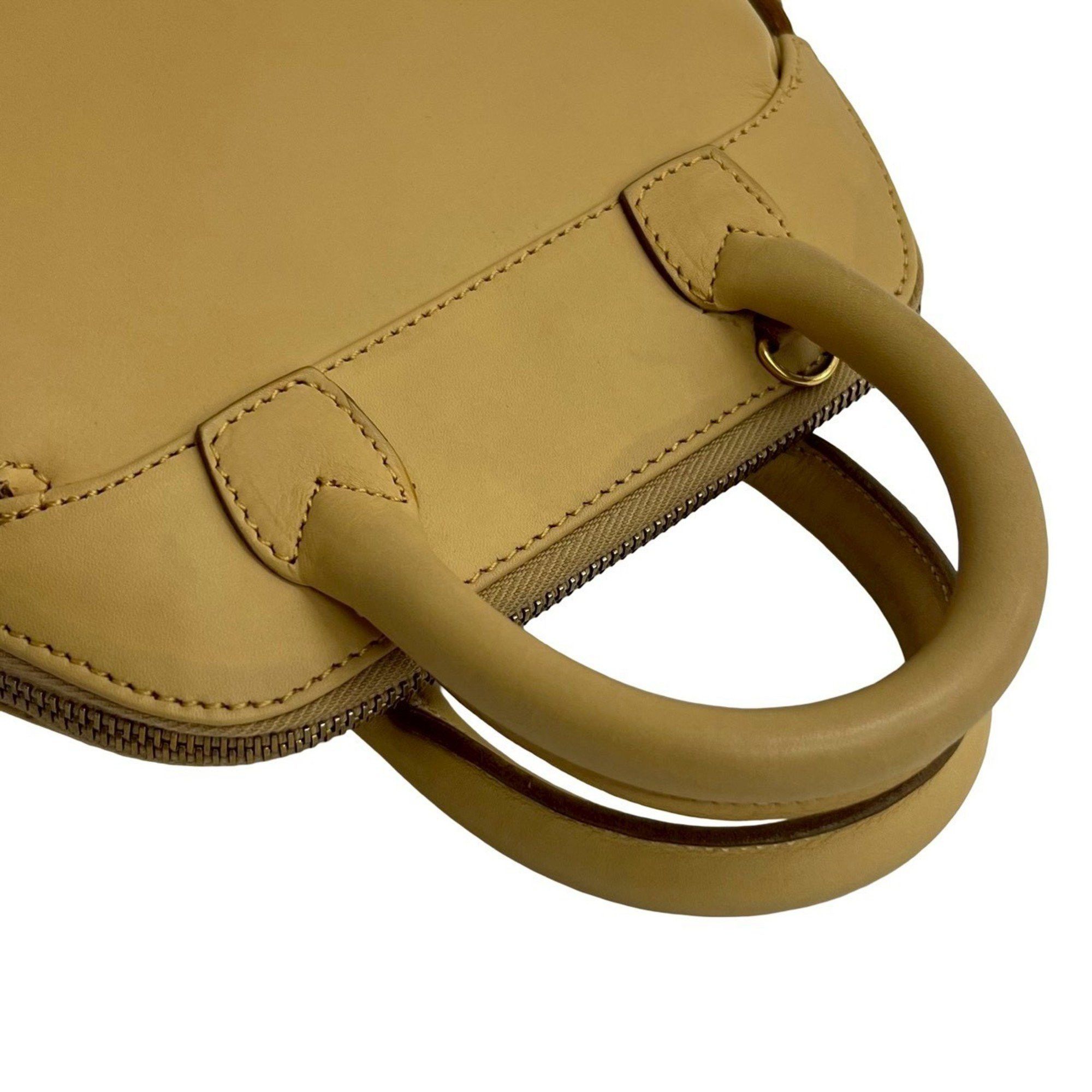 Salvatore Ferragamo heel motif hardware leather 2-way handbag/shoulder bag beige 2035a