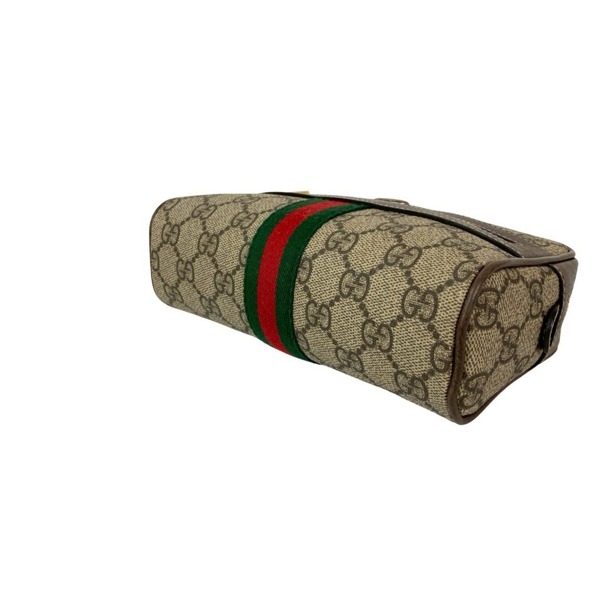 Gucci Nearly unused GUCCI GG Supreme Ophidia leather waist pouch/shoulder bag in brown (f2029) Size ONE SIZE - 8 Thumbnail