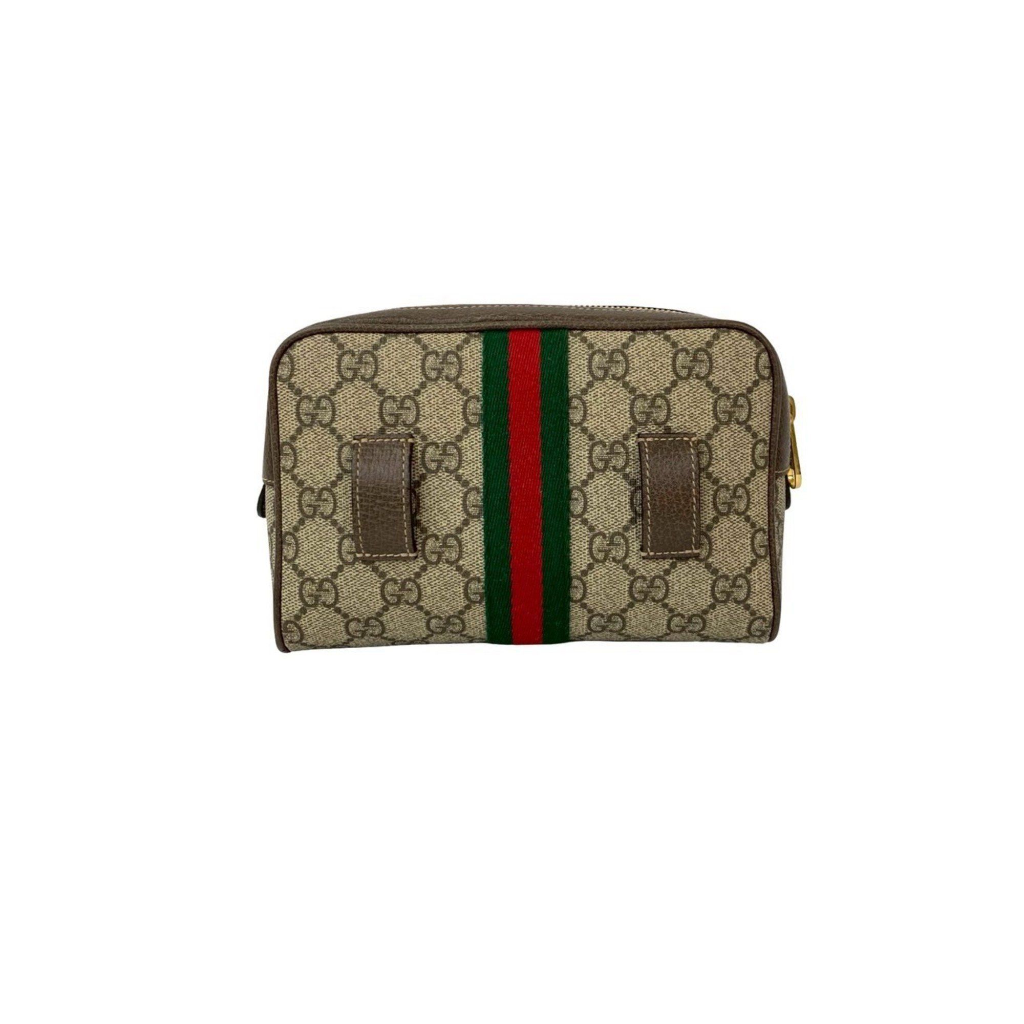 Gucci Nearly unused GUCCI GG Supreme Ophidia leather waist pouch/shoulder bag in brown (f2029) Size ONE SIZE - 3 Thumbnail