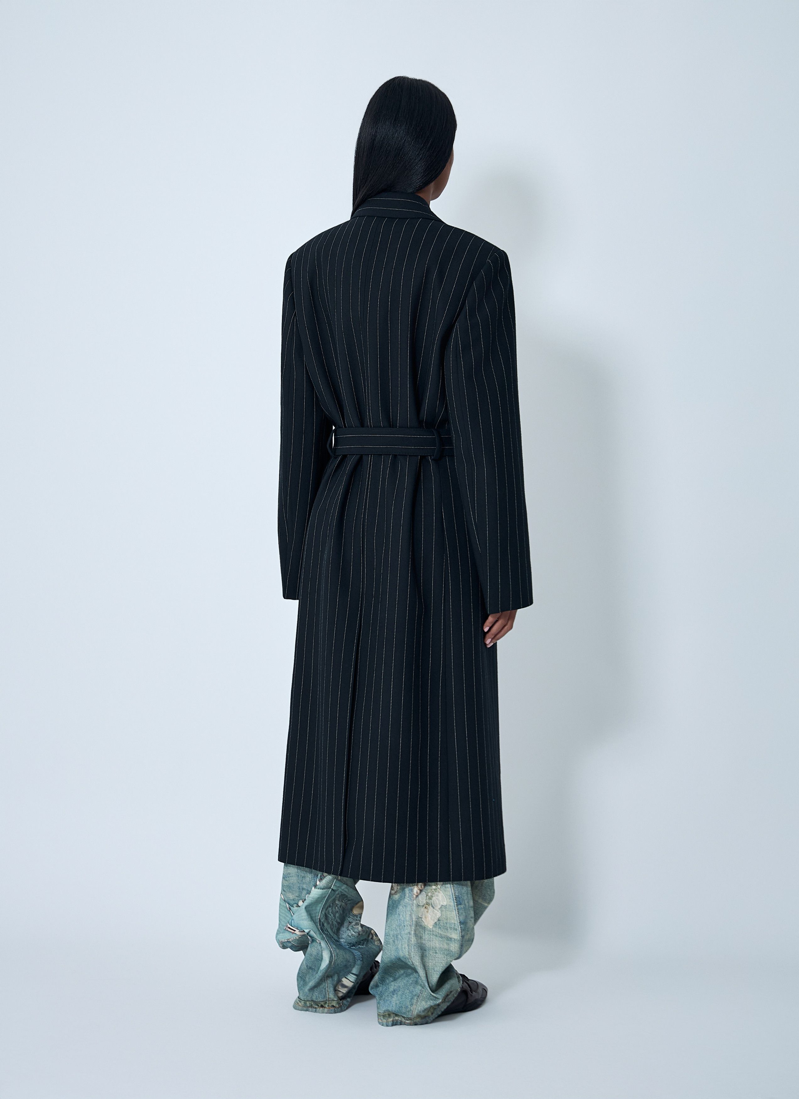 Acne Studios Belted Pinstripe Coat Size S / US 4 / IT 40 - 4 Thumbnail