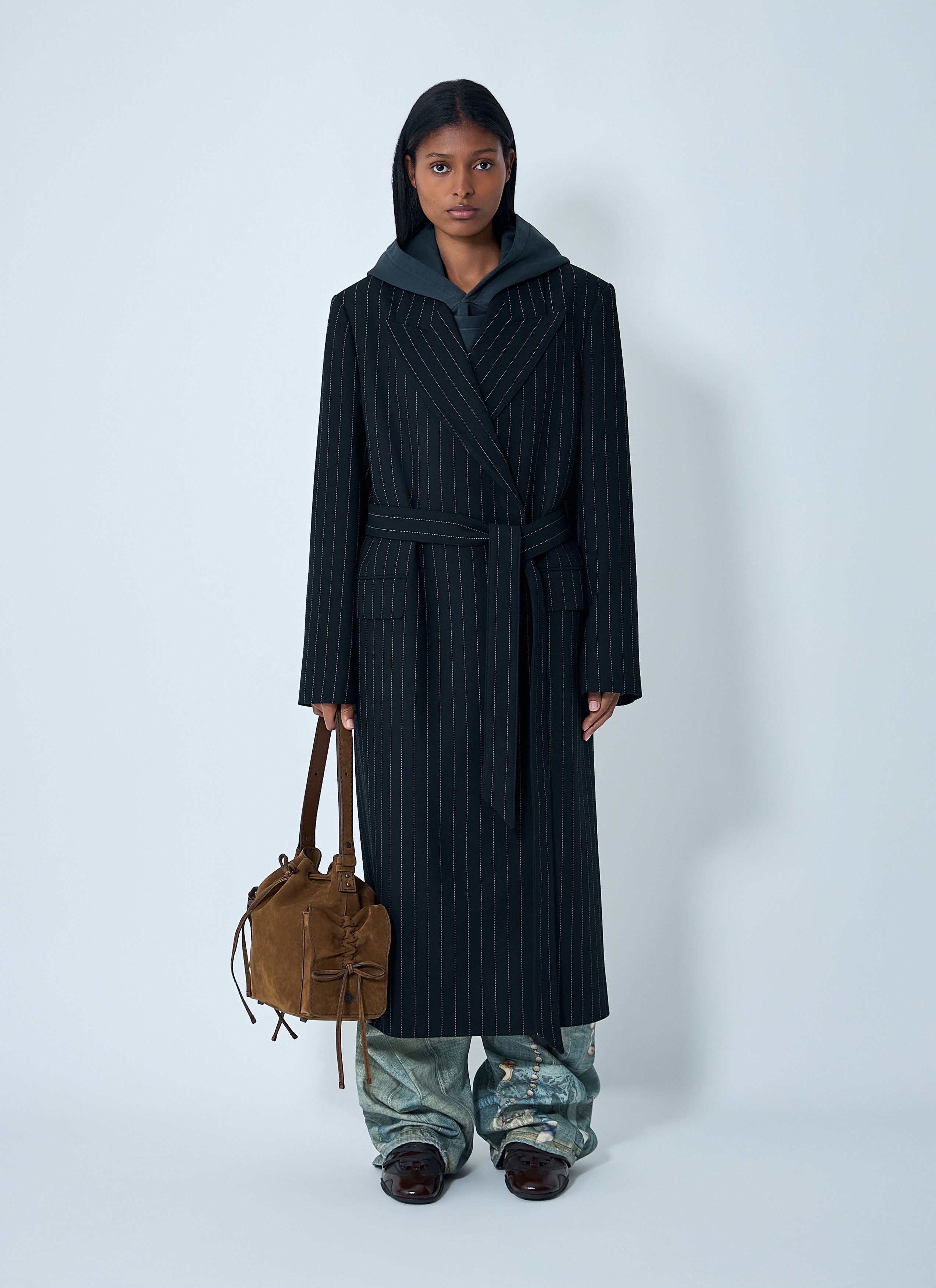 Acne Studios Belted Pinstripe Coat Size S / US 4 / IT 40 - 2 Thumbnail