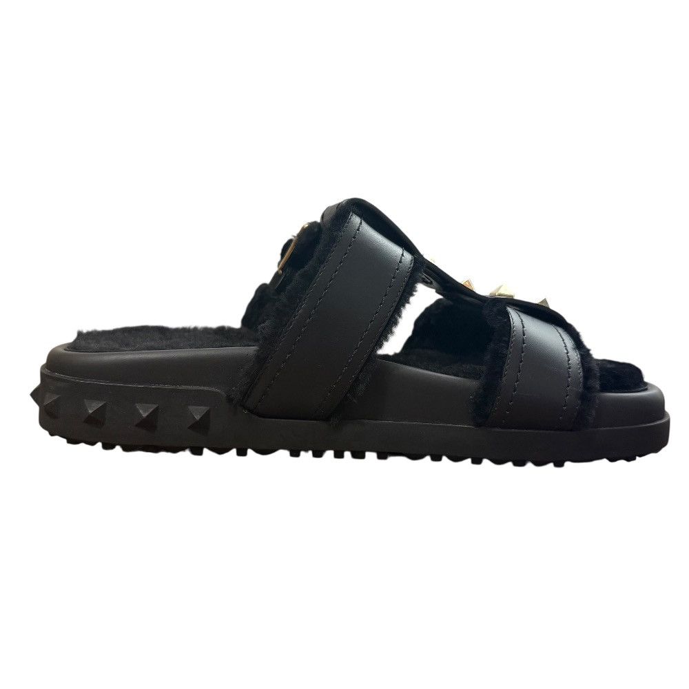 Valentino Valentino Valentino Garavani Rockstud Shearling Sandals Leather Shoes DUTY FREE for USA Size ONE SIZE - 5 Thumbnail