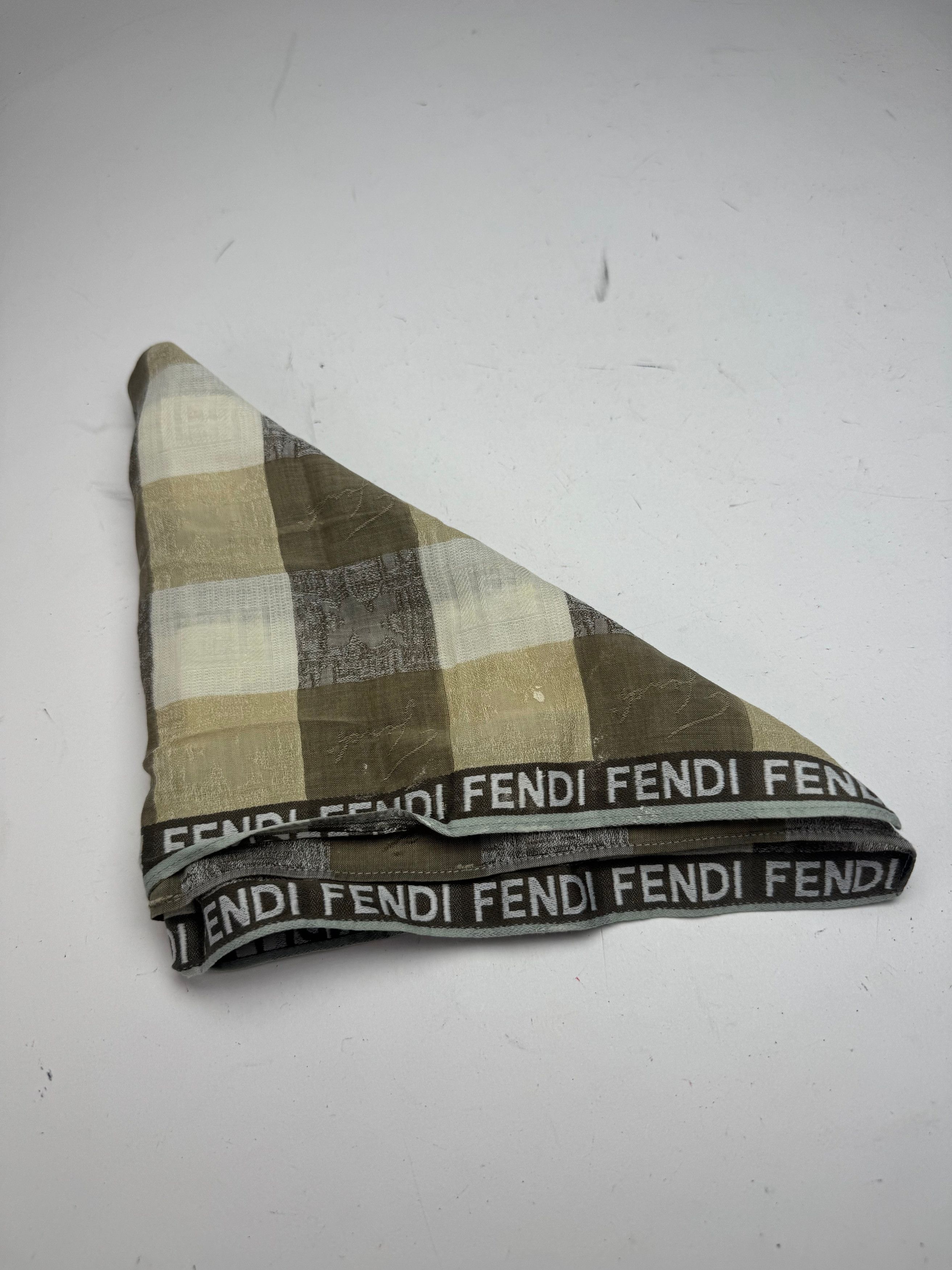 Fendi Vintage Checked Scarf Brown white Size ONE SIZE - 8 Thumbnail