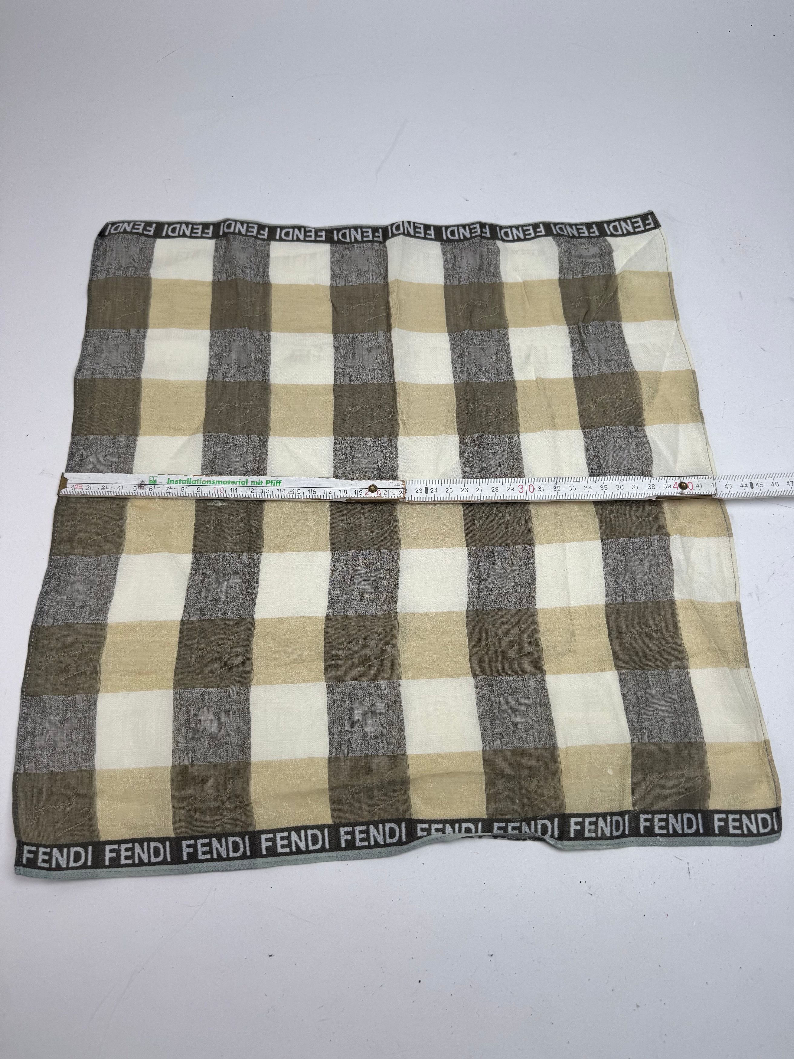 Fendi Vintage Checked Scarf Brown white Size ONE SIZE - 7 Thumbnail