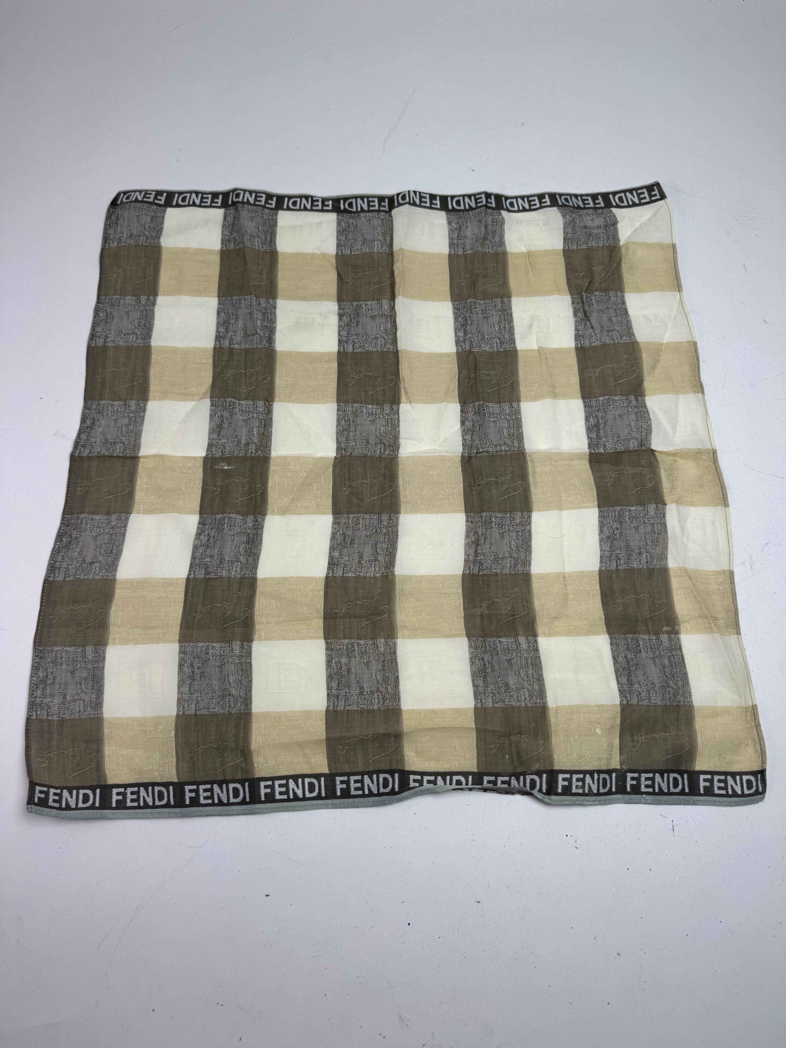 Fendi Vintage Checked Scarf Brown white Size ONE SIZE - 4 Thumbnail