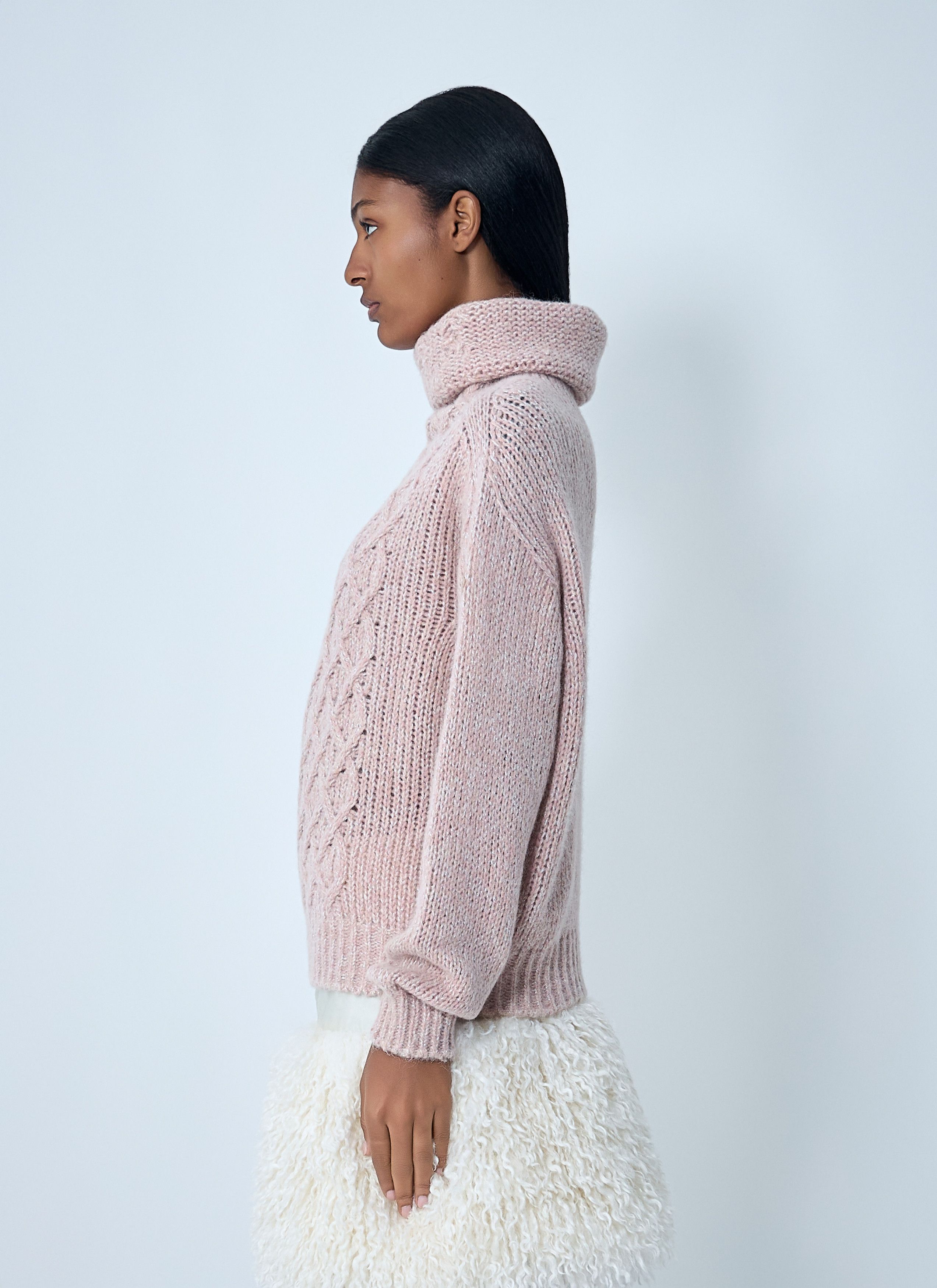 Moncler Wool-Blend Cable Knit Sweater Size M / US 6-8 / IT 42-44 - 3 Thumbnail