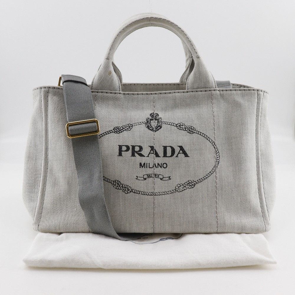 Prada Prada Prada Canapa Denim 2way Handbag Denim Handbag 1BG439 DUTY FREE for USA Size ONE SIZE - 17 Thumbnail