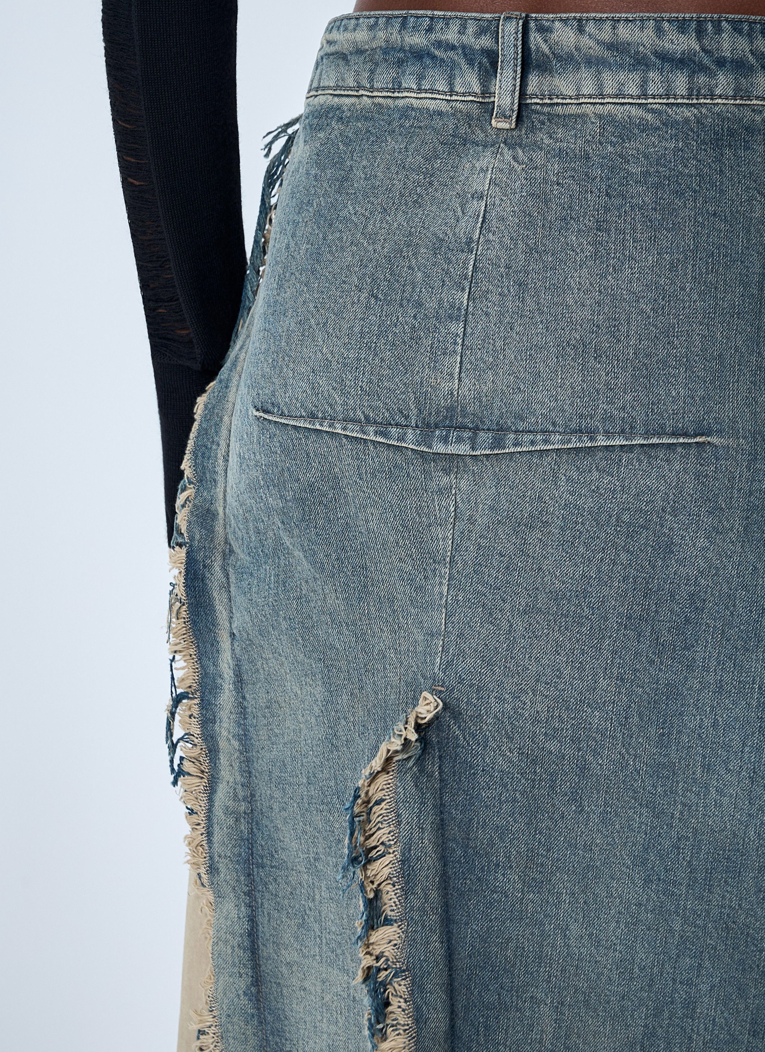 Rick Owens Denim Distressed Maxi Skirt Size 28" / US 6 / IT 42 - 6 Thumbnail