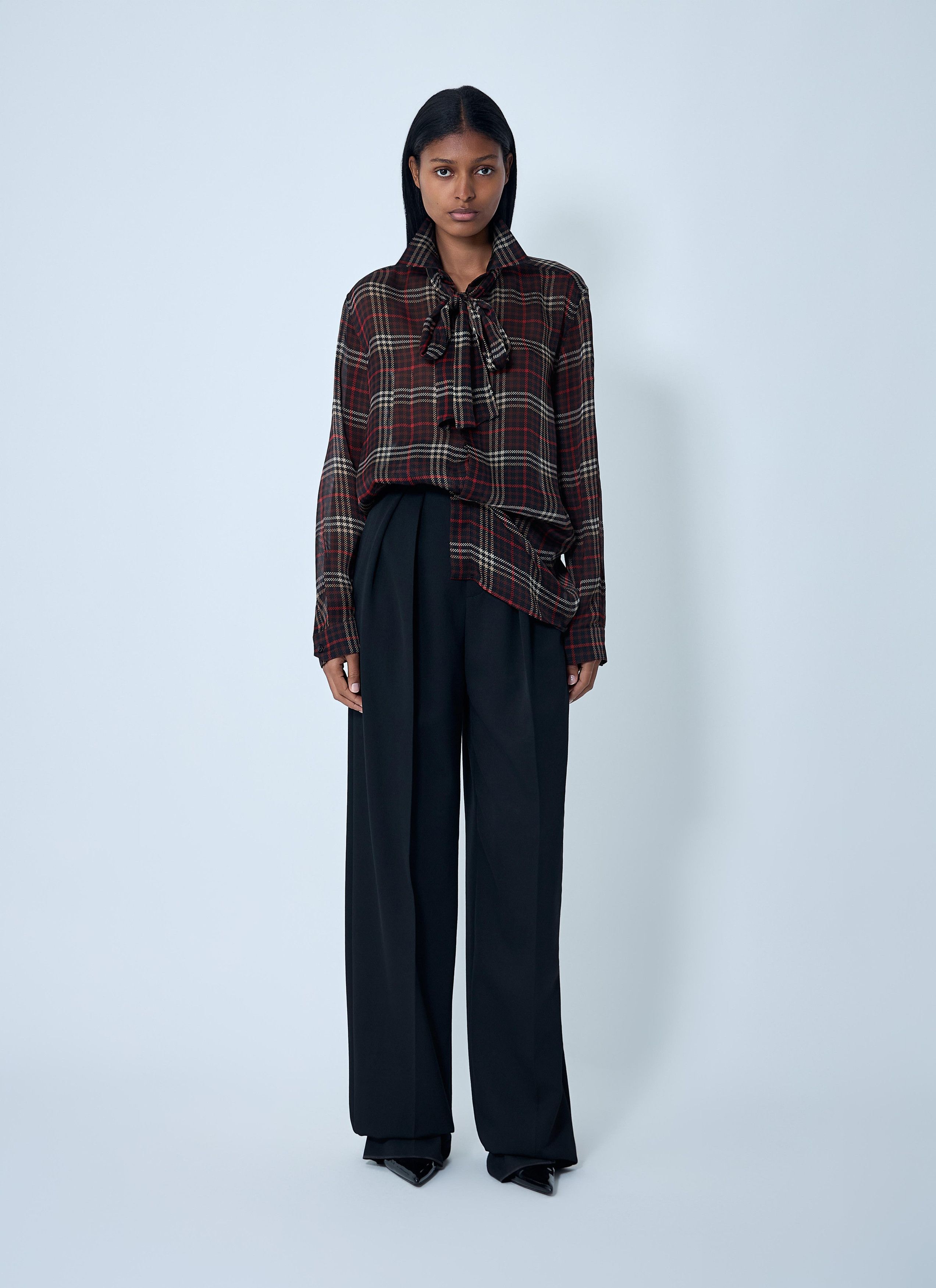 Saint Laurent Paris Tartant Silk Cassandre Shirt Size S / US 4 / IT 40 - 2 Thumbnail