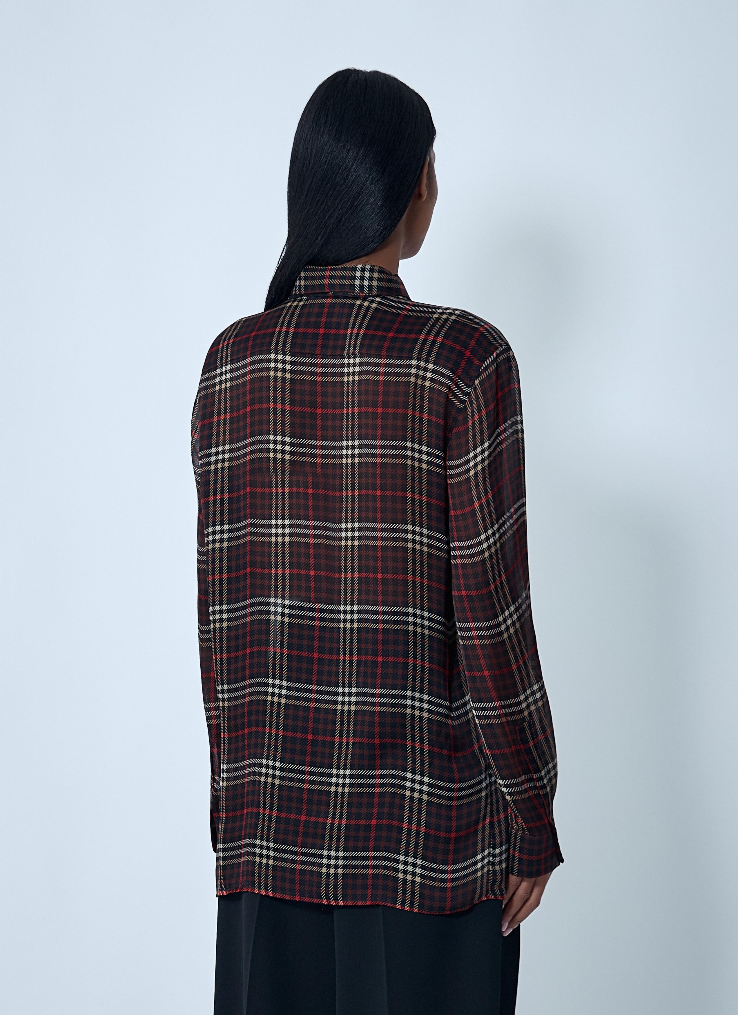 Saint Laurent Paris Tartant Silk Cassandre Shirt Size S / US 4 / IT 40 - 4 Thumbnail
