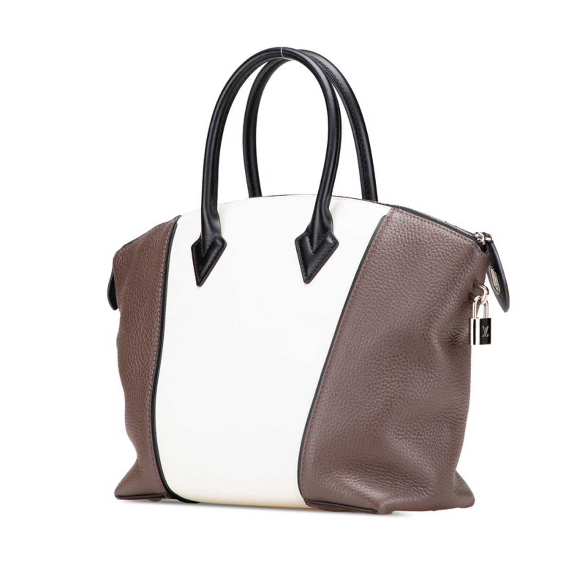 Louis Vuitton Louis Vuitton Parceana Lockit PM Two-Tone Handbag M51066 in Off-White and Dark Brown Taurillon Leather. Women's. LOUIS VUITTON Size ONE SIZE - 2 Thumbnail