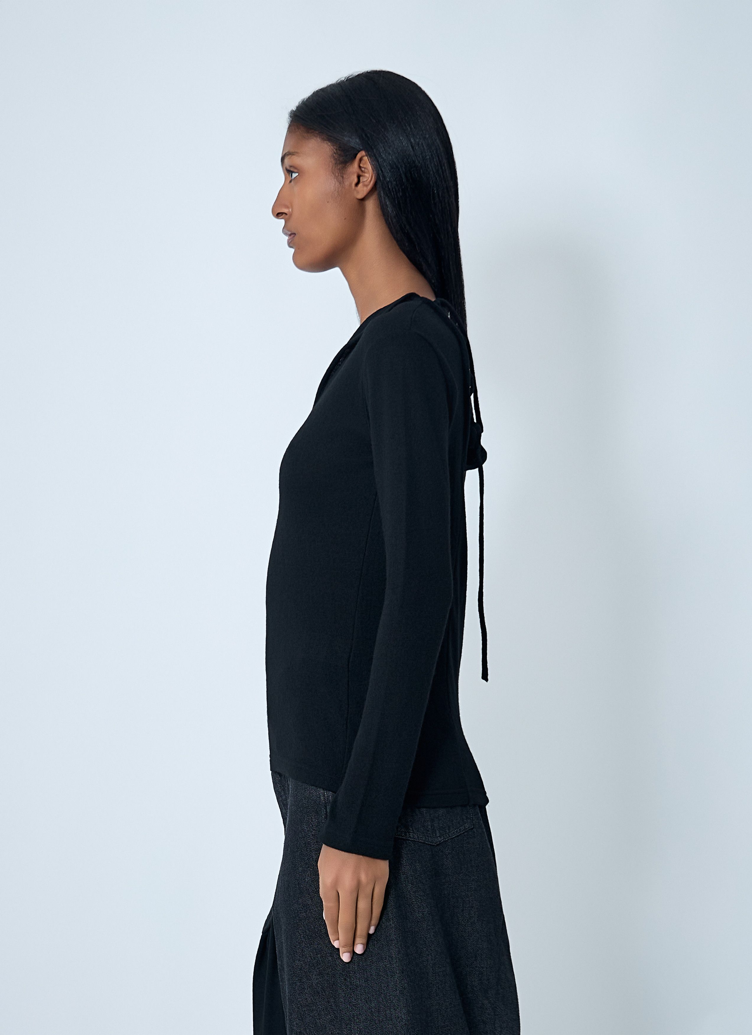 Yohji Yamamoto Lace-Up Wool Sweater Size S / US 4 / IT 40 - 3 Thumbnail