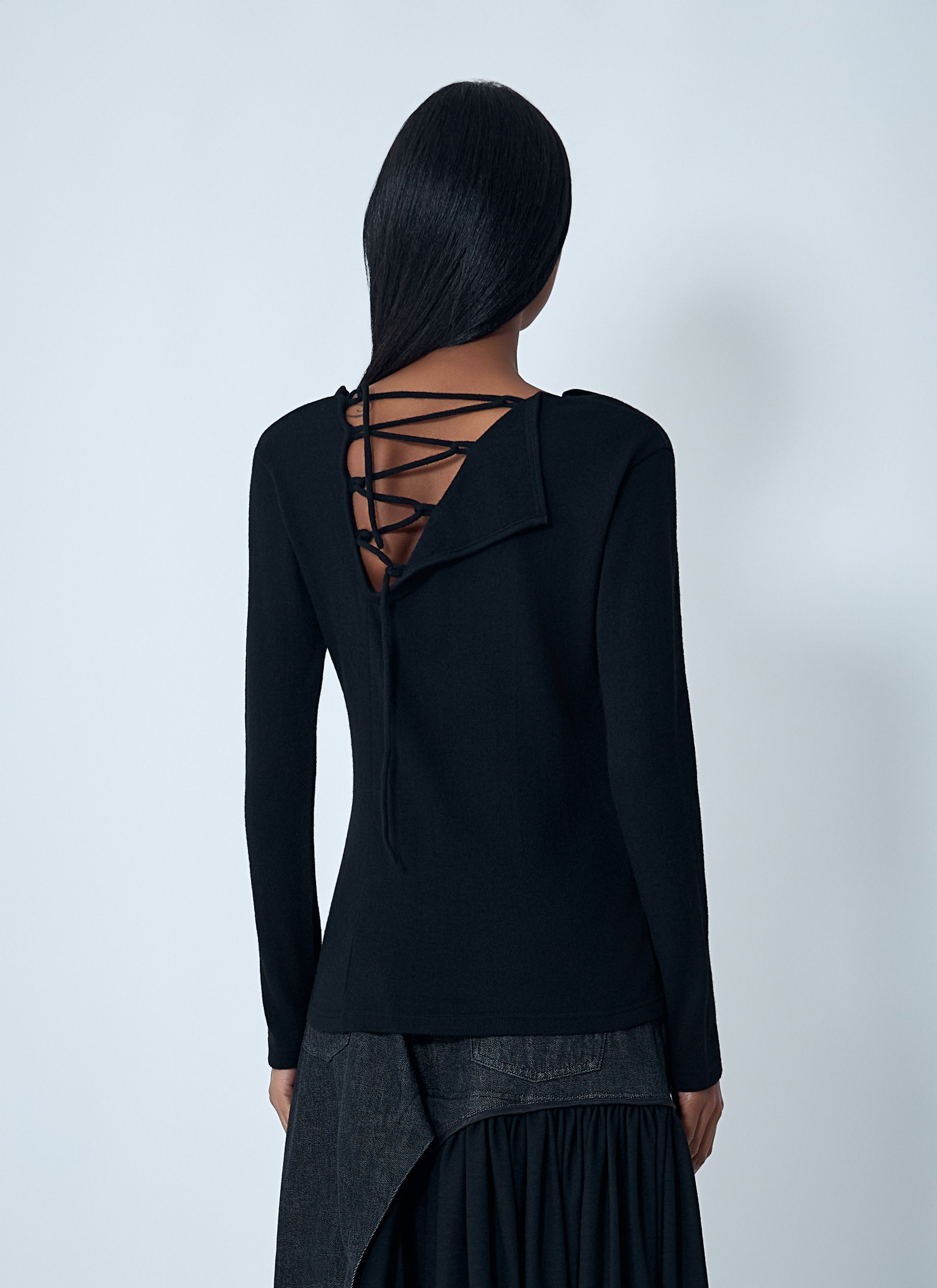 Yohji Yamamoto Lace-Up Wool Sweater Size S / US 4 / IT 40 - 4 Thumbnail