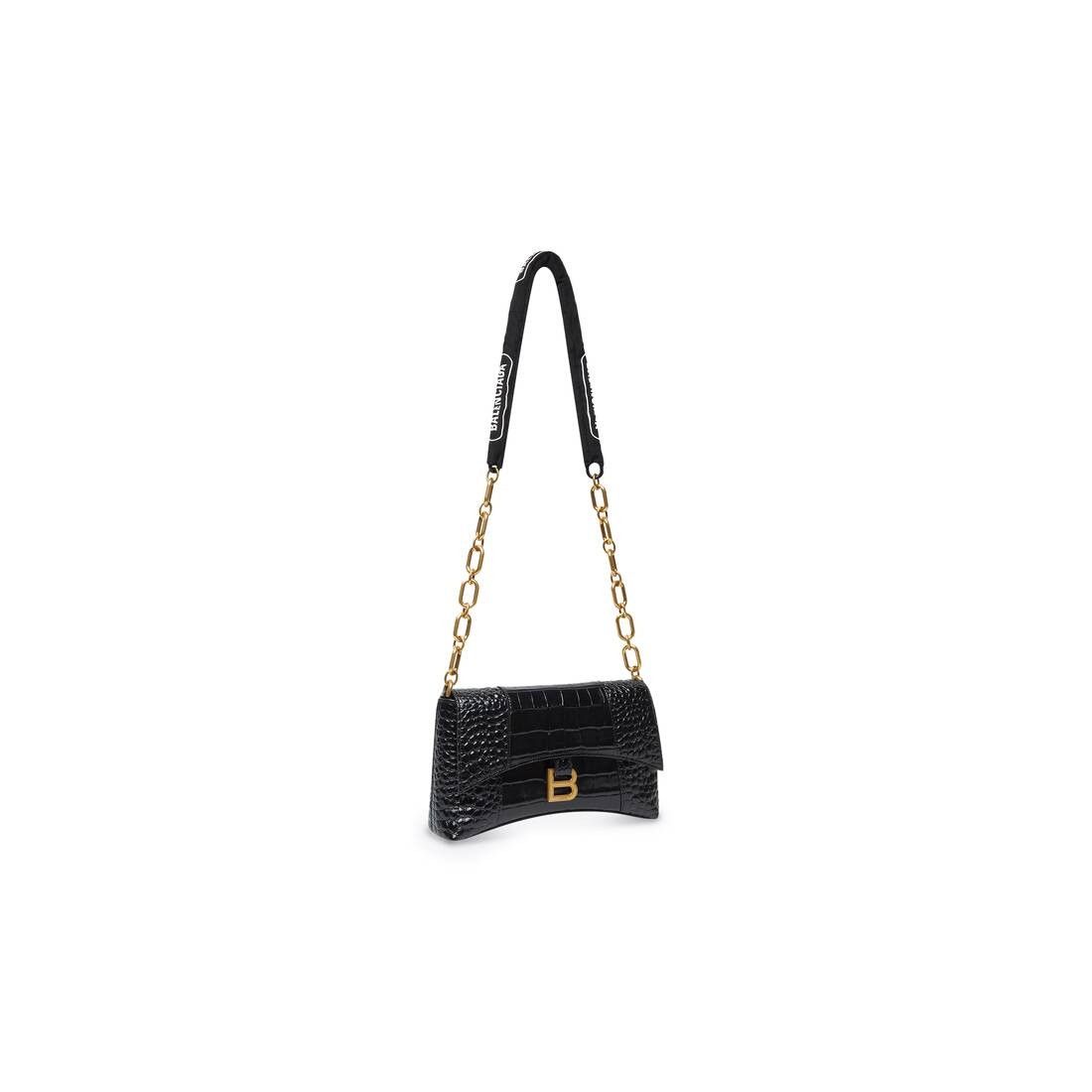 Balenciaga Downtown Xs Shoulder Bag Crocodile Embossed in Black Size ONE SIZE - 3 Thumbnail