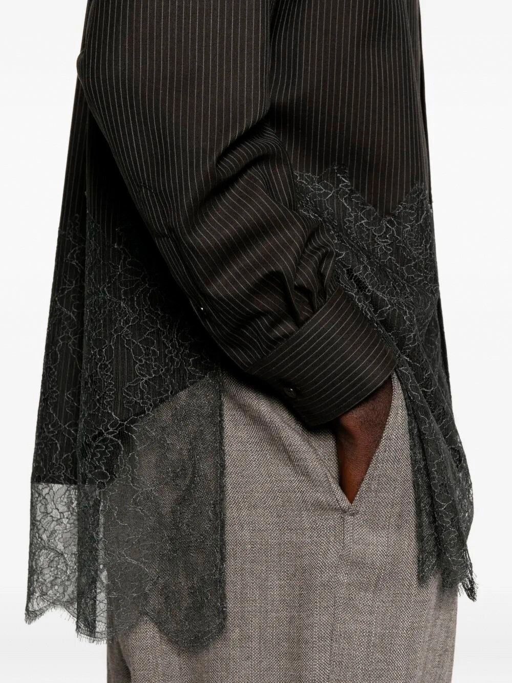 Fendi Wool Shirt With Stripes And Lace Size US S / EU 44-46 / 1 - 5 Thumbnail